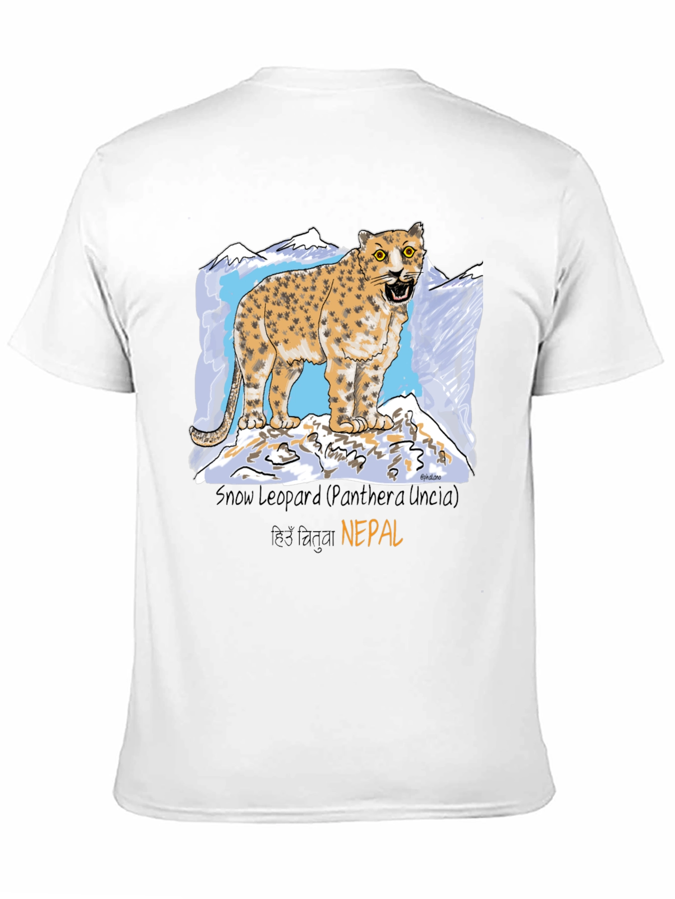 Snow Leopard Graphic Tee - Nepal Wildlife Shirt