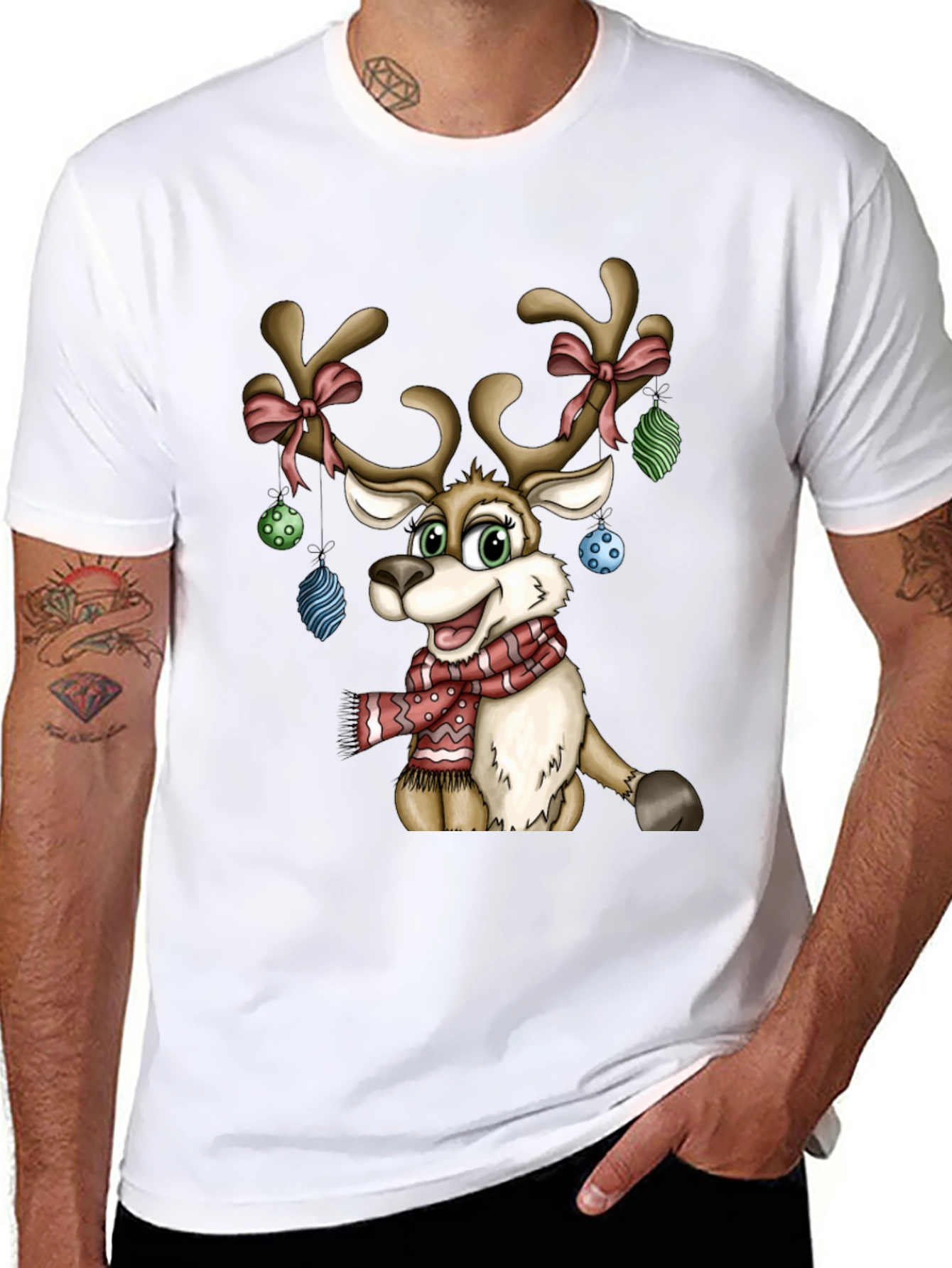Festive Reindeer Christmas Graphic T-Shirt
