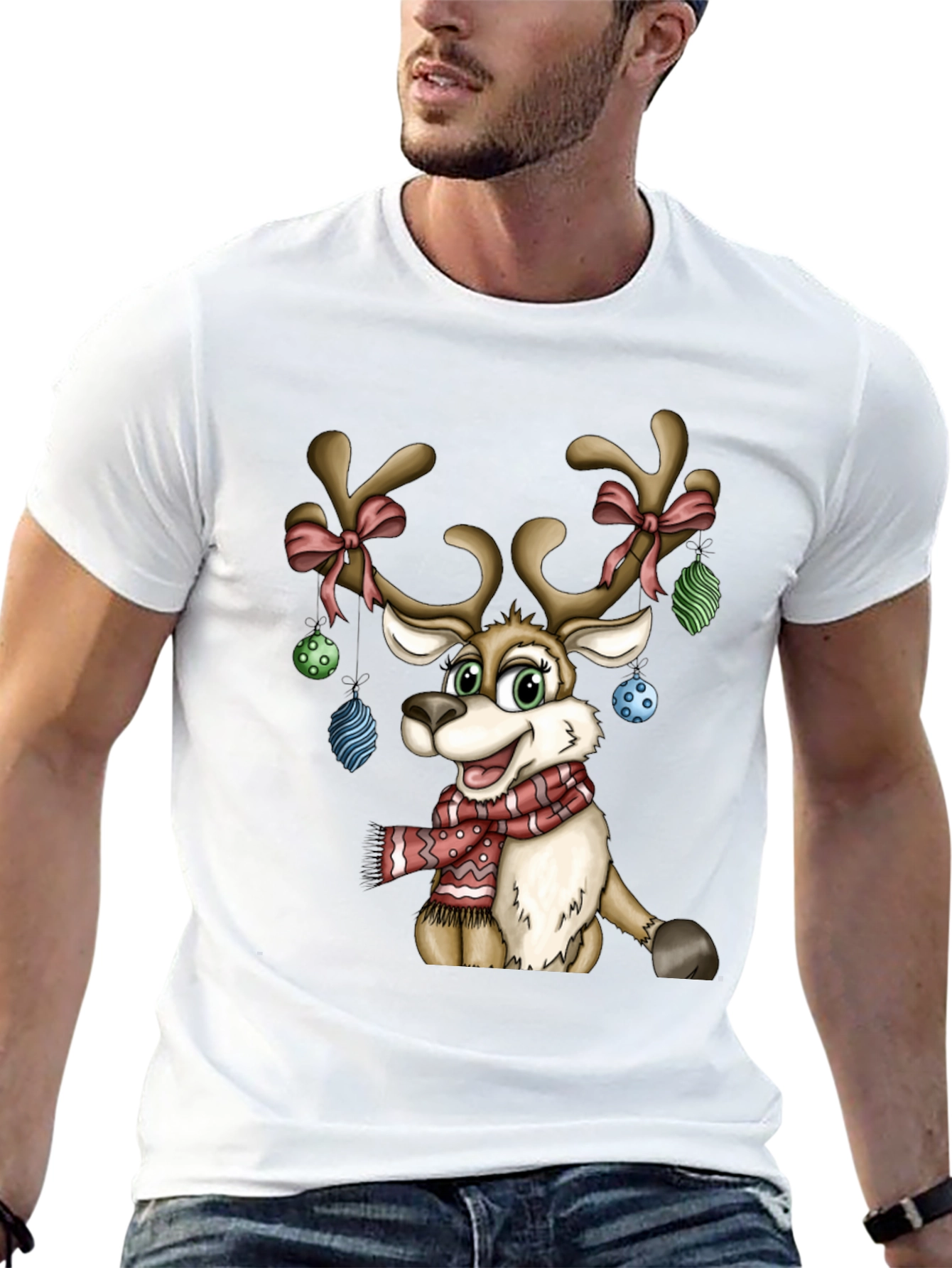 Festive Reindeer Christmas Graphic T-Shirt