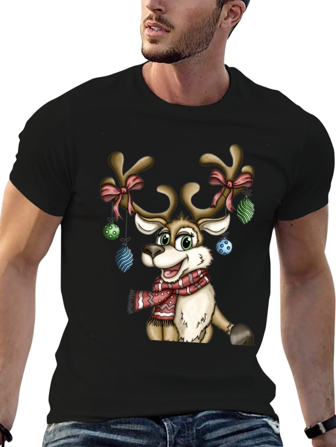 Festive Reindeer Christmas Graphic T-Shirt