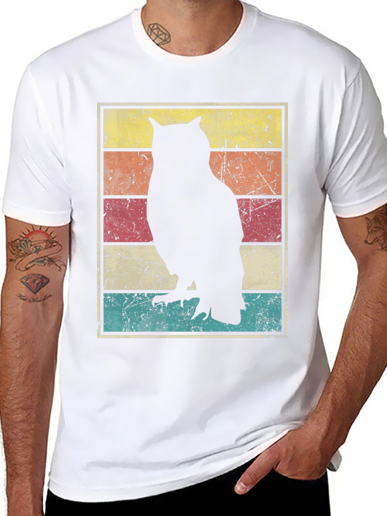 Retro Owl Silhouette Graphic T-Shirt