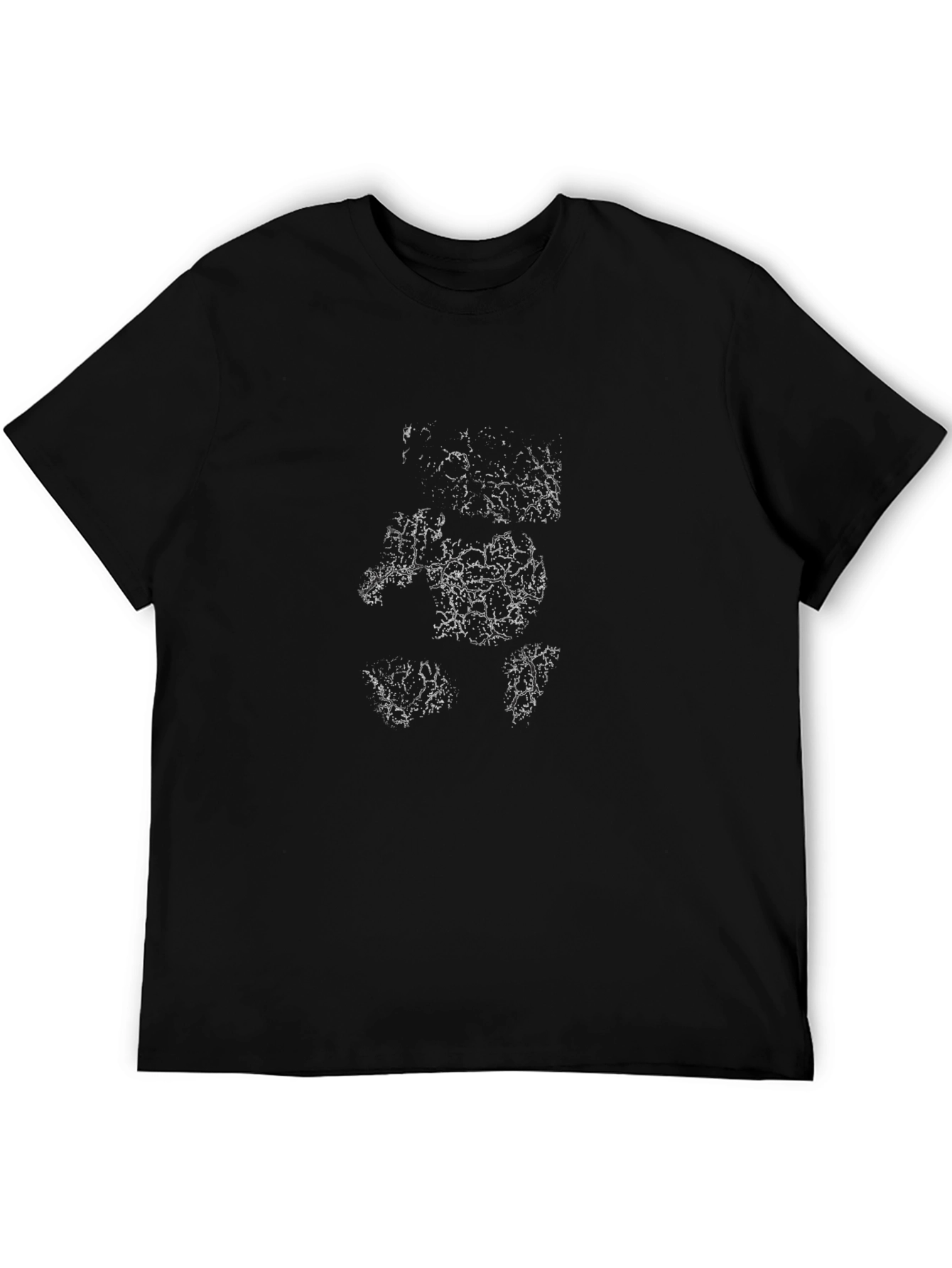 Abstract Teddy Bear Graphic Black Tee