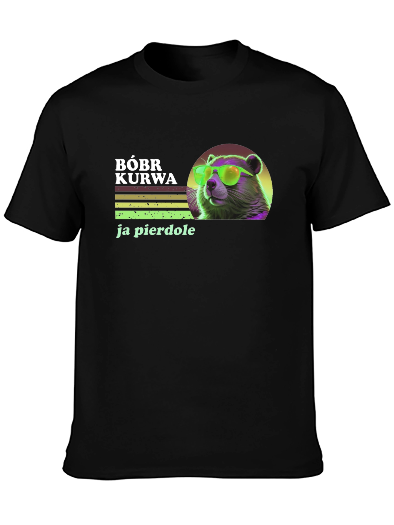Bóbr Kurwa Graphic Tee - Retro Beaver Sunglasses T-Shirt