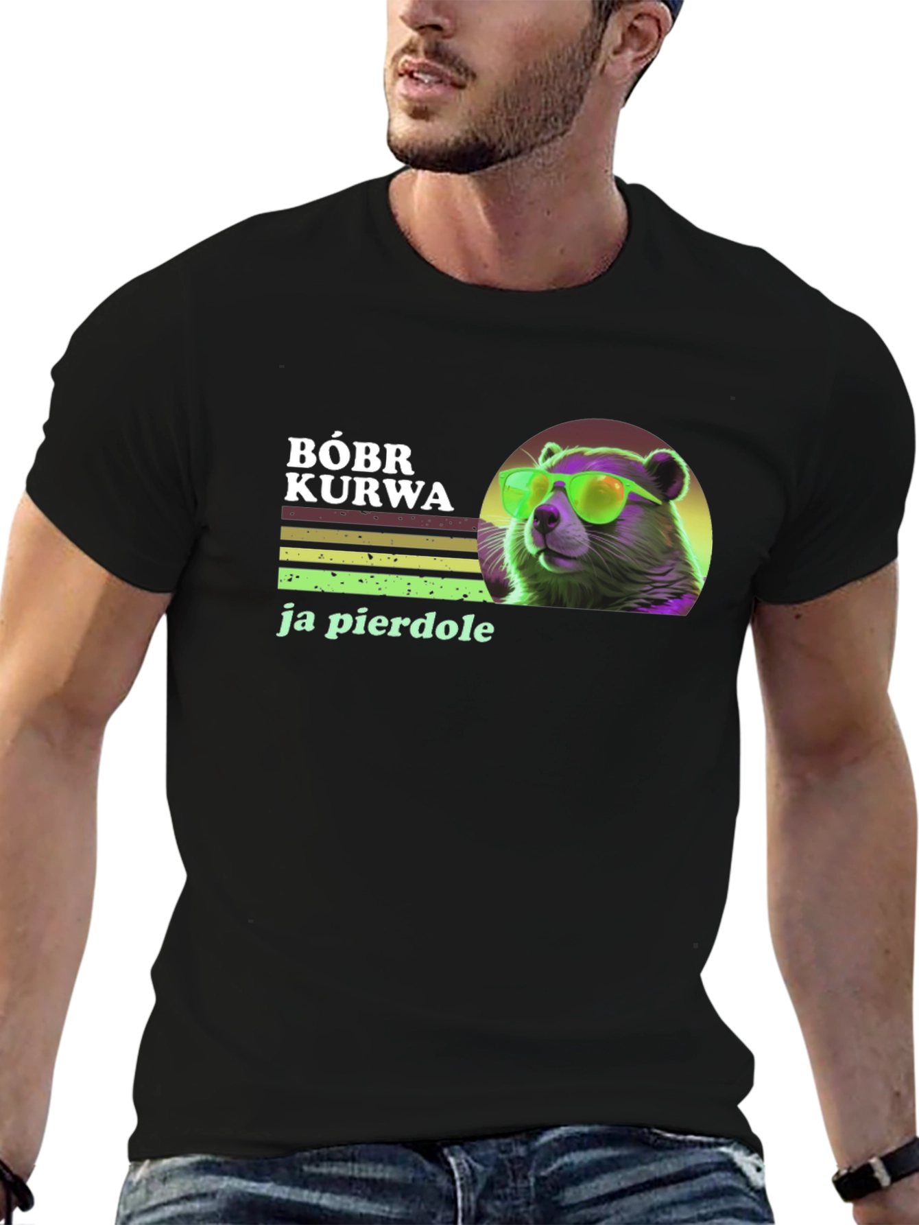 Bóbr Kurwa Graphic Tee - Retro Beaver Sunglasses T-Shirt