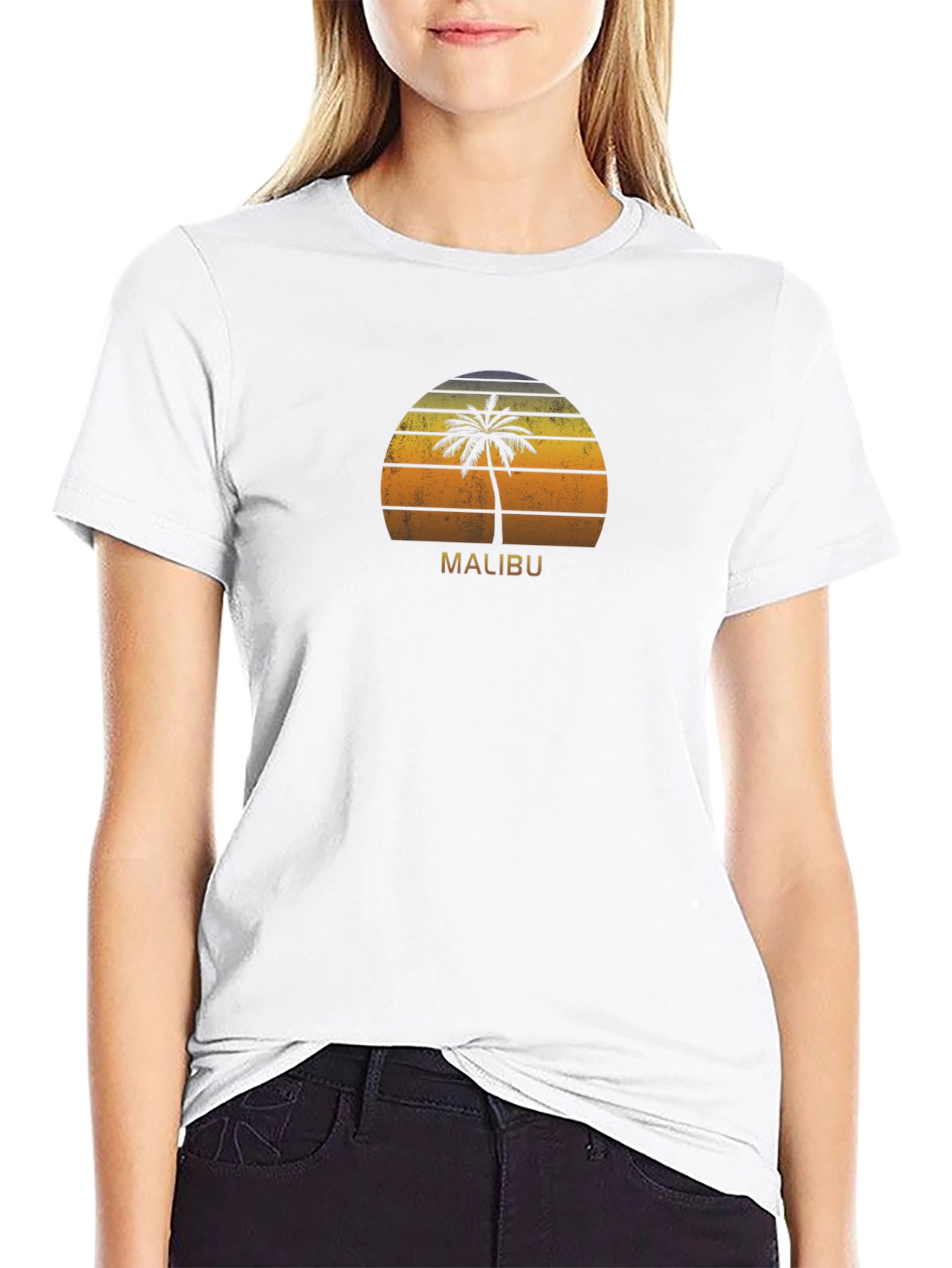 Malibu Palm Tree Sunset Graphic Tee