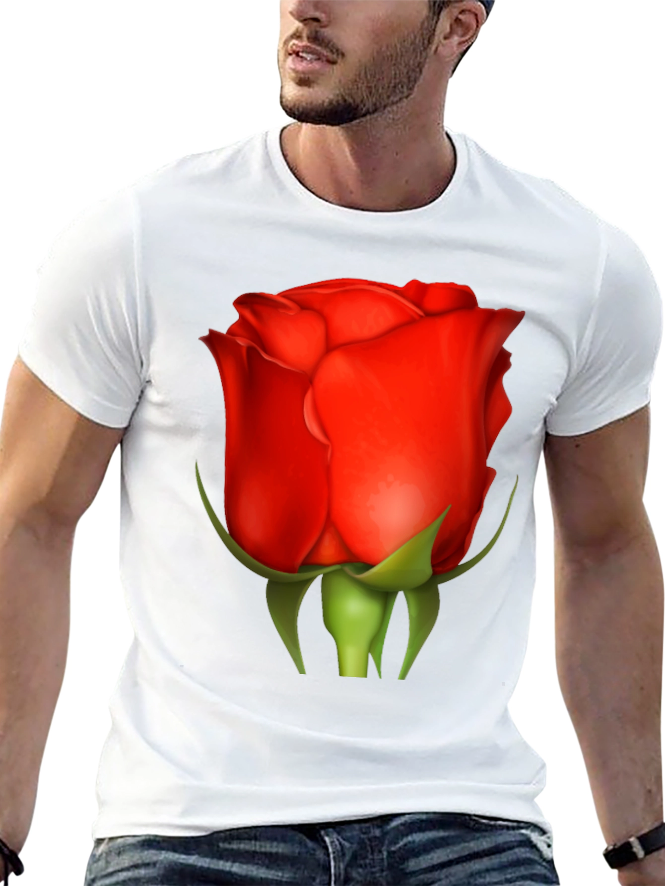 Red Rose Graphic Tee - Classic Floral Design