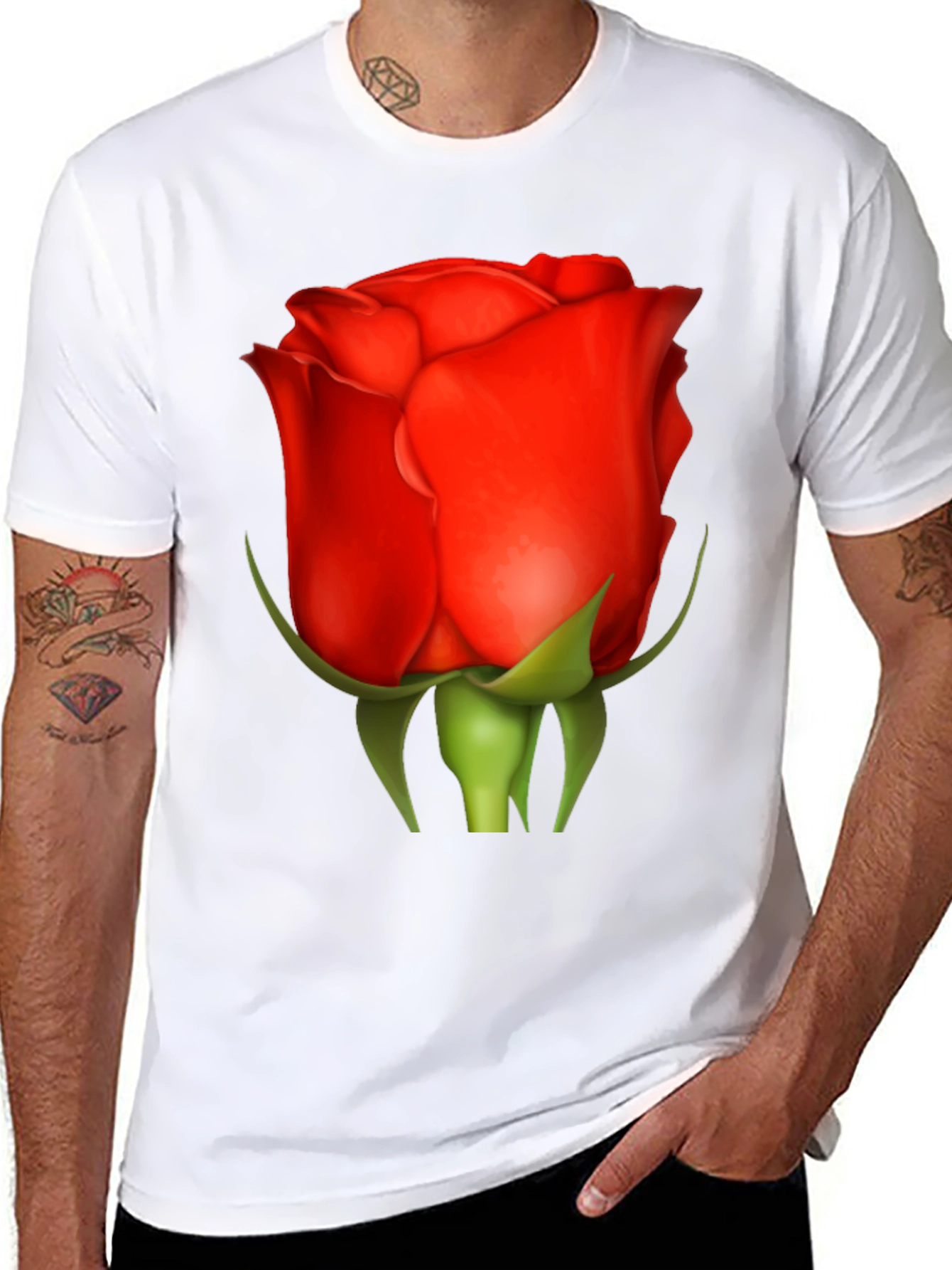 Red Rose Graphic Tee - Classic Floral Design
