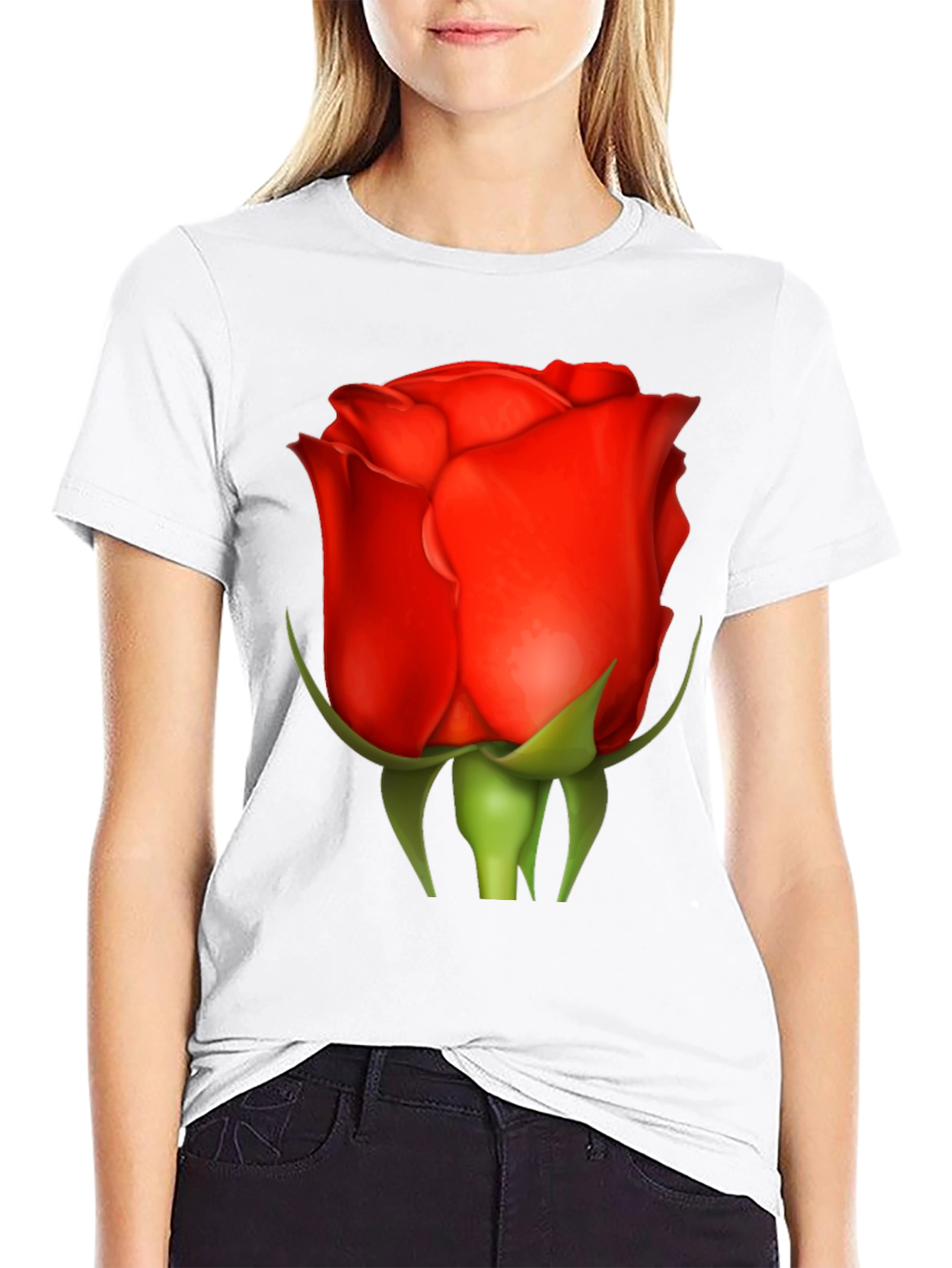 Red Rose Graphic Tee - Classic Floral Design