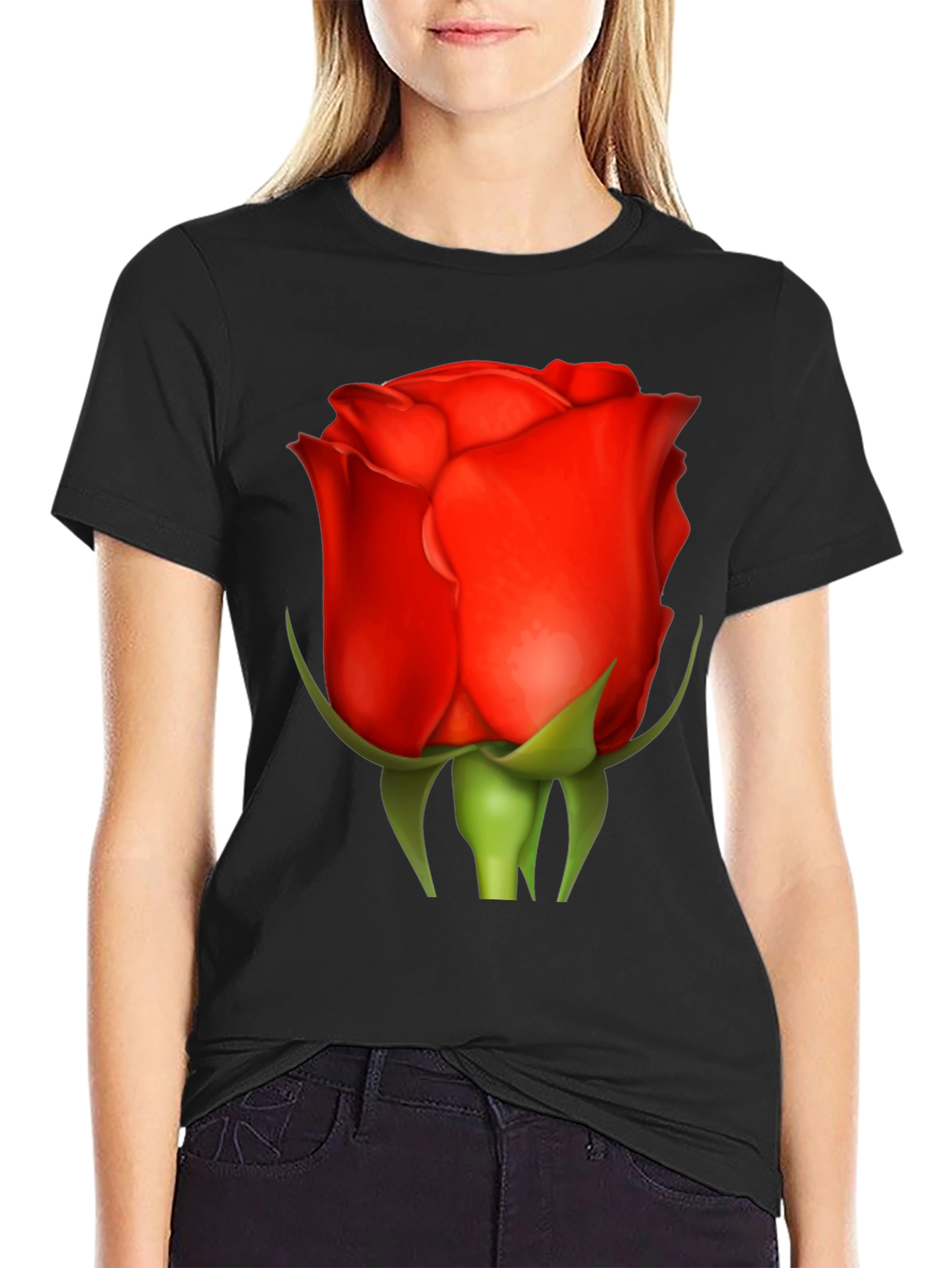 Red Rose Graphic Tee - Classic Floral Design
