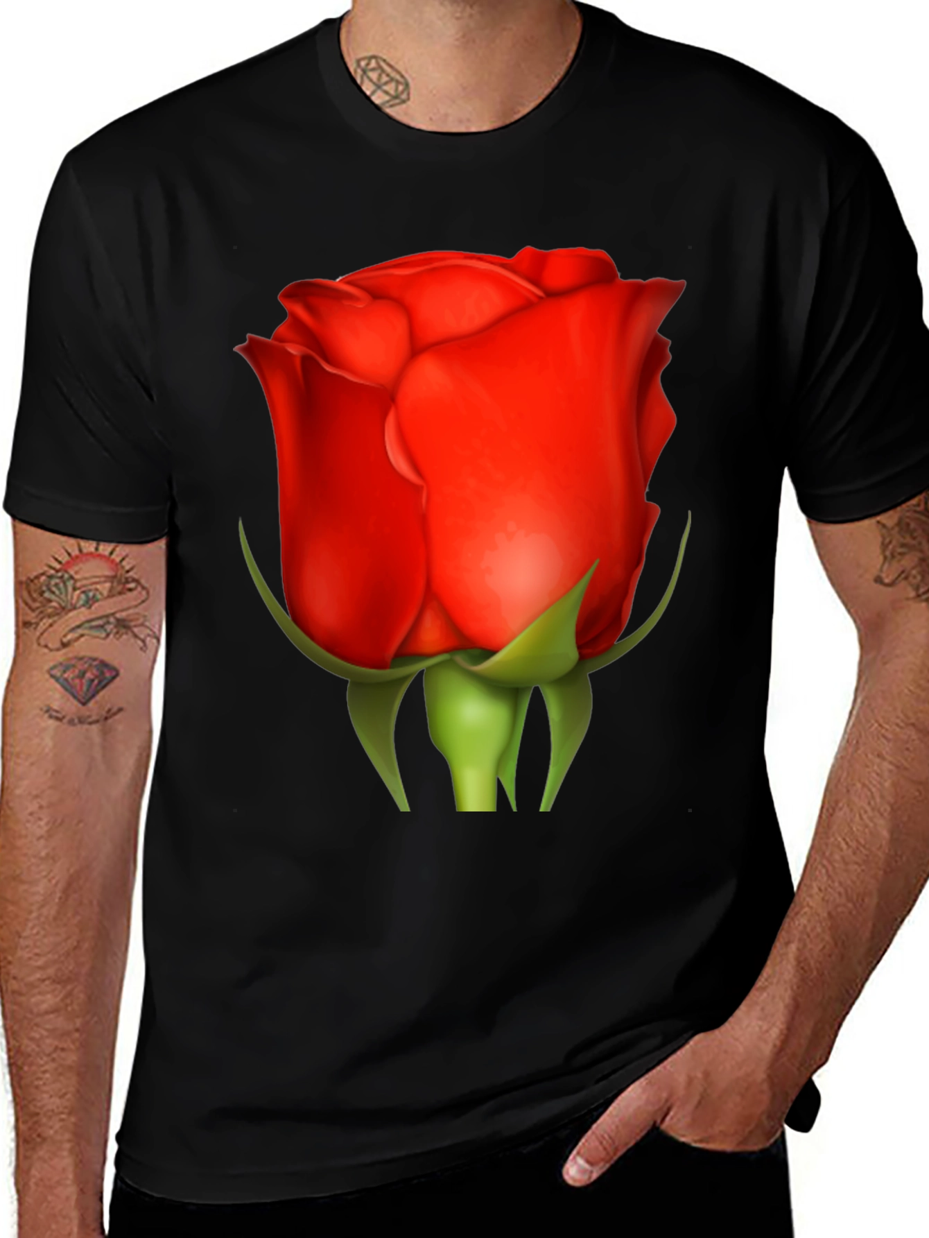 Red Rose Graphic Tee - Classic Floral Design
