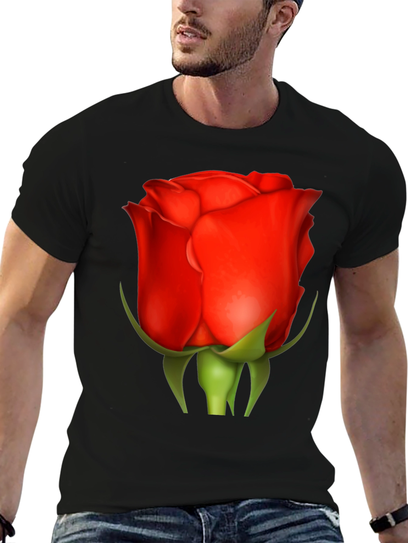 Red Rose Graphic Tee - Classic Floral Design