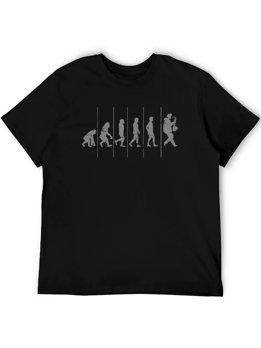Evolution of Saxophone Player Black Graphic T-Shirt