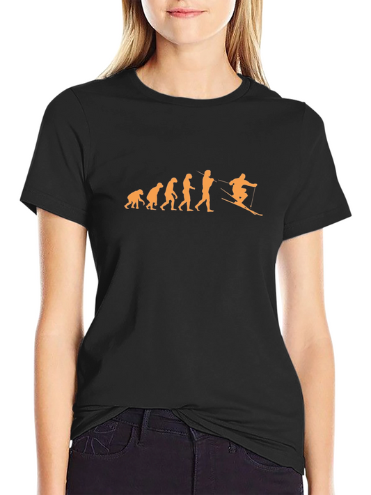 Evolution of Skiing Mens Black T-Shirt