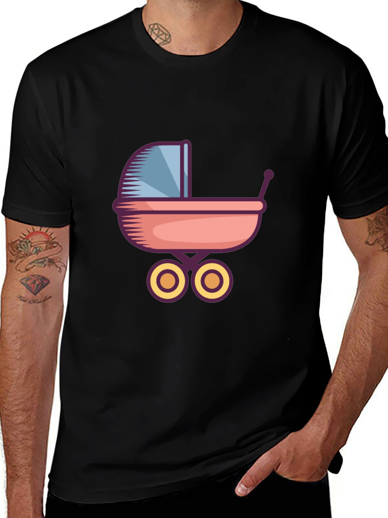 Baby Stroller Graphic Tee - Unisex Black T-Shirt