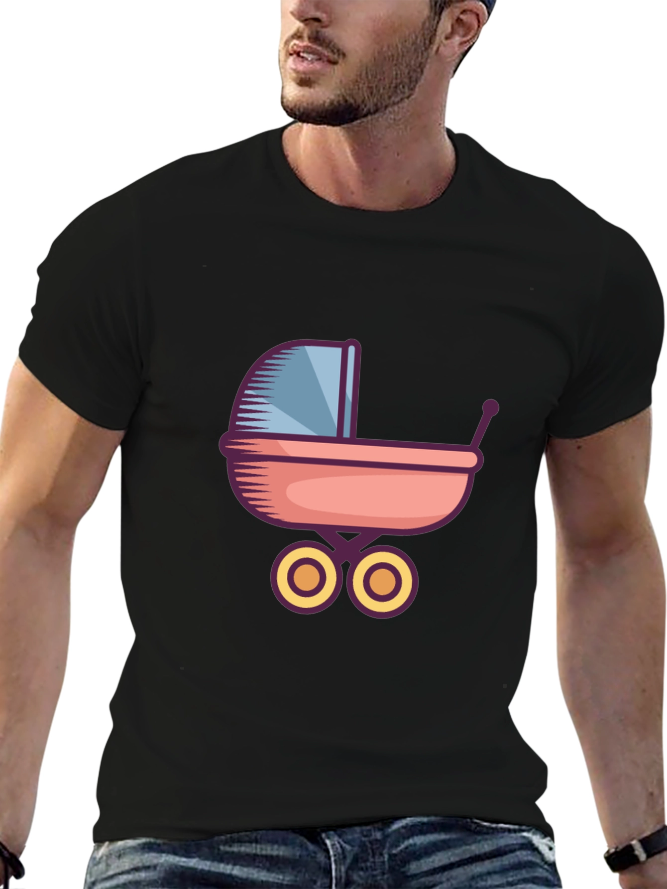 Baby Stroller Graphic Tee - Unisex Black T-Shirt