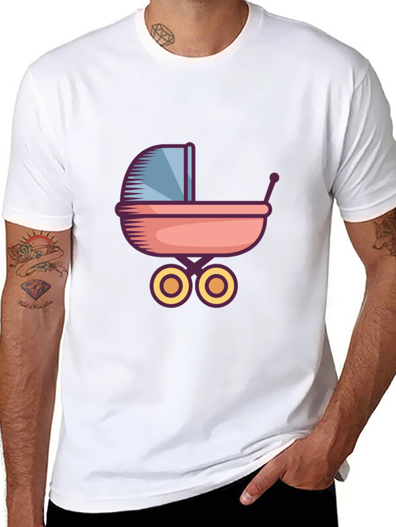 Baby Stroller Graphic Tee - Unisex Black T-Shirt