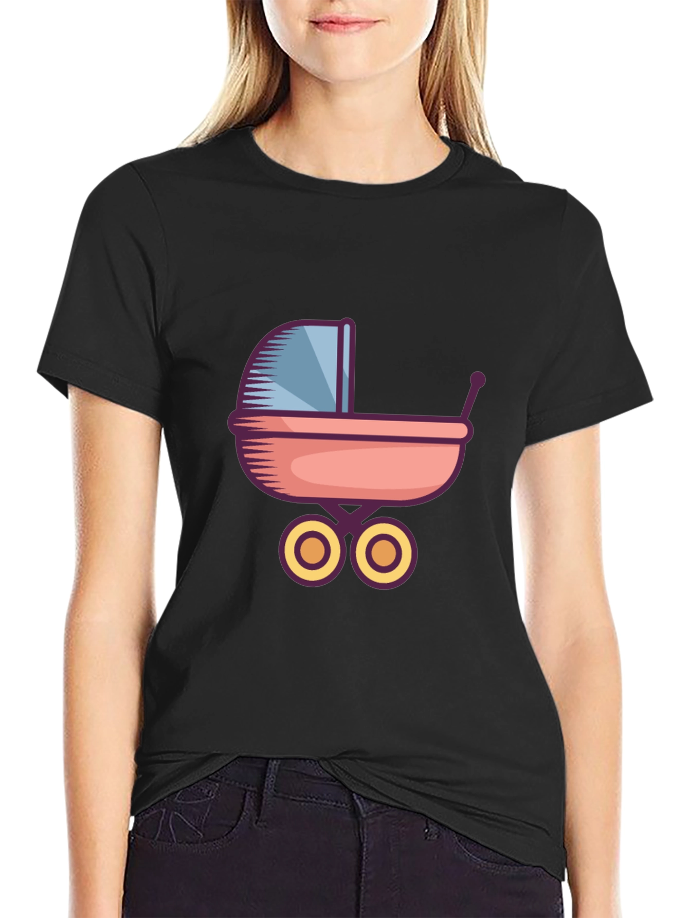 Baby Stroller Graphic Tee - Unisex Black T-Shirt