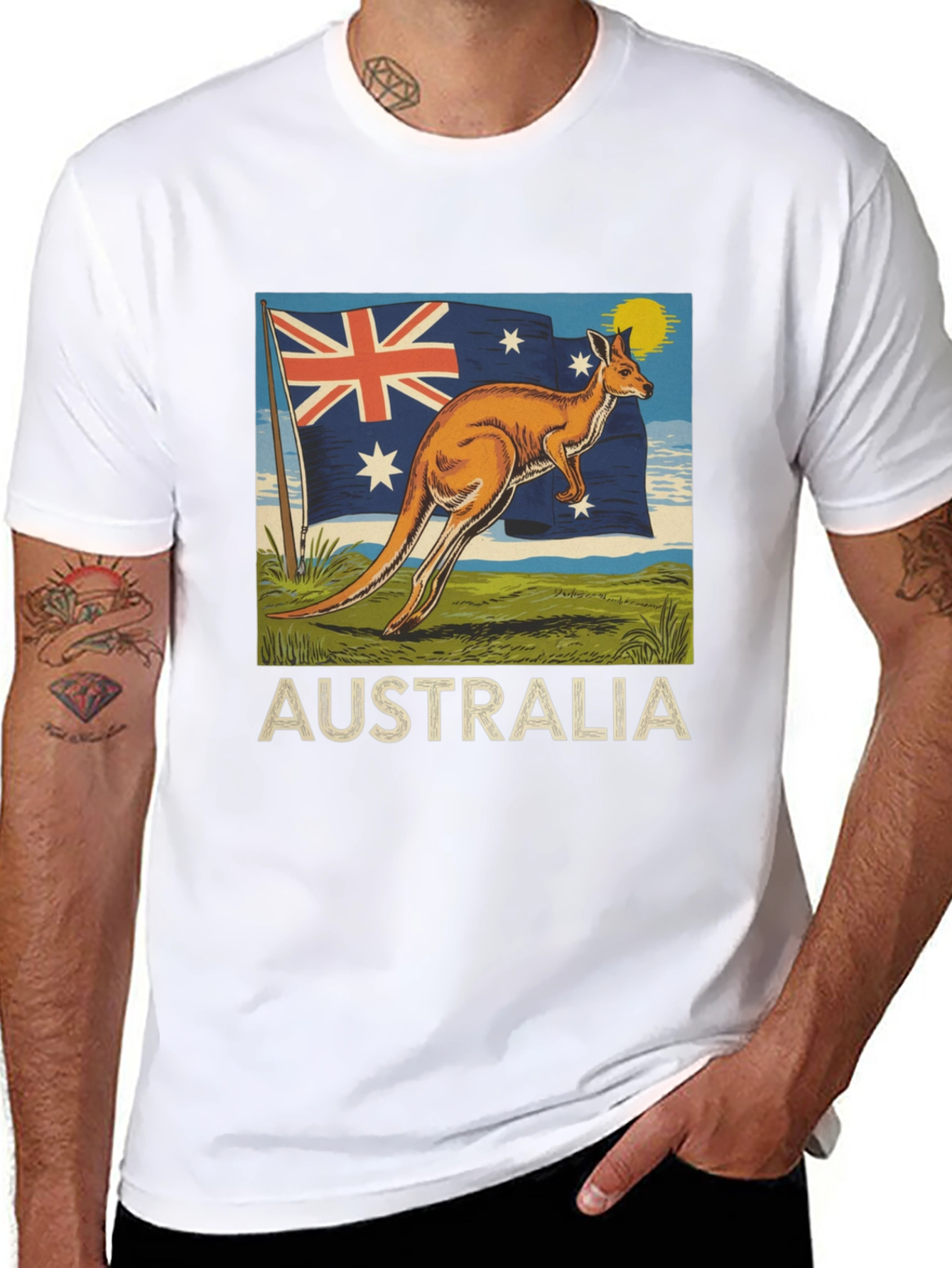 Australia Flag Kangaroo Graphic T-Shirt