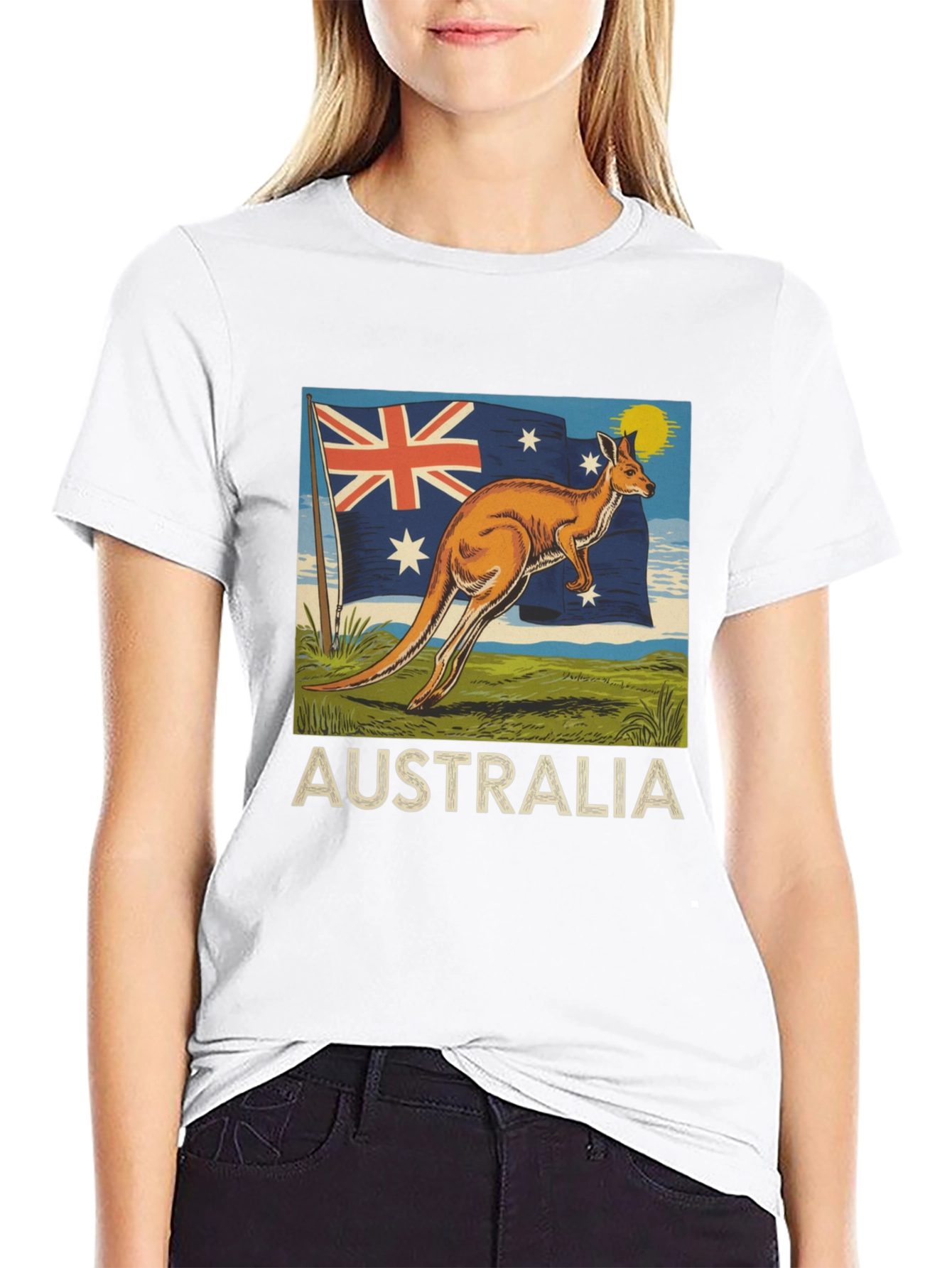Australia Flag Kangaroo Graphic T-Shirt