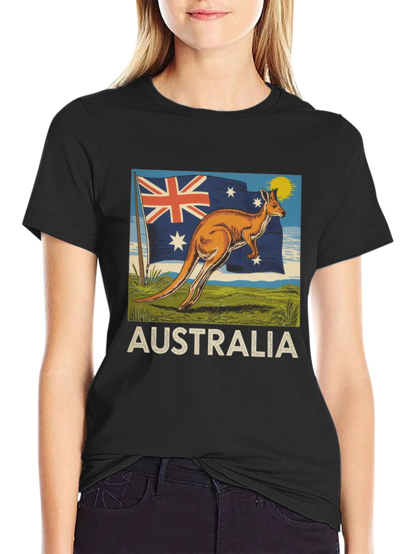 Australia Flag Kangaroo Graphic T-Shirt