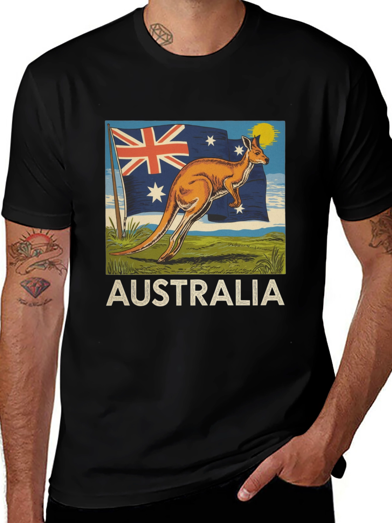Australia Flag Kangaroo Graphic T-Shirt