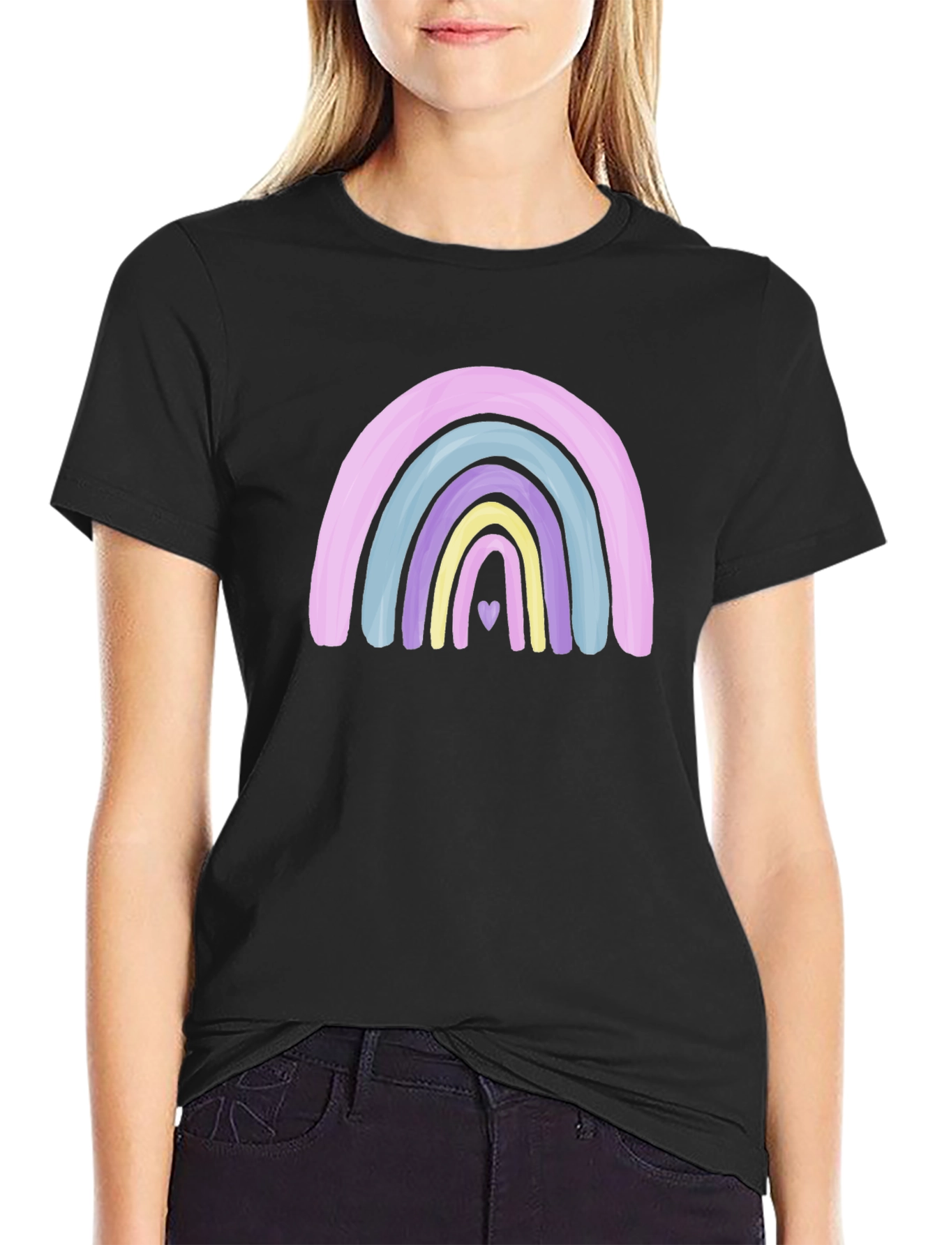 Pastel Rainbow Heart Graphic Tee - Unisex
