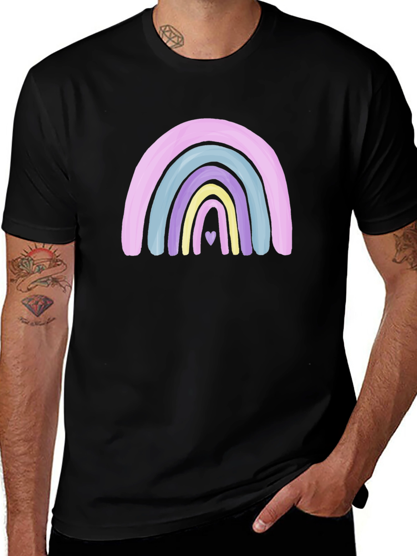 Pastel Rainbow Heart Graphic Tee - Unisex