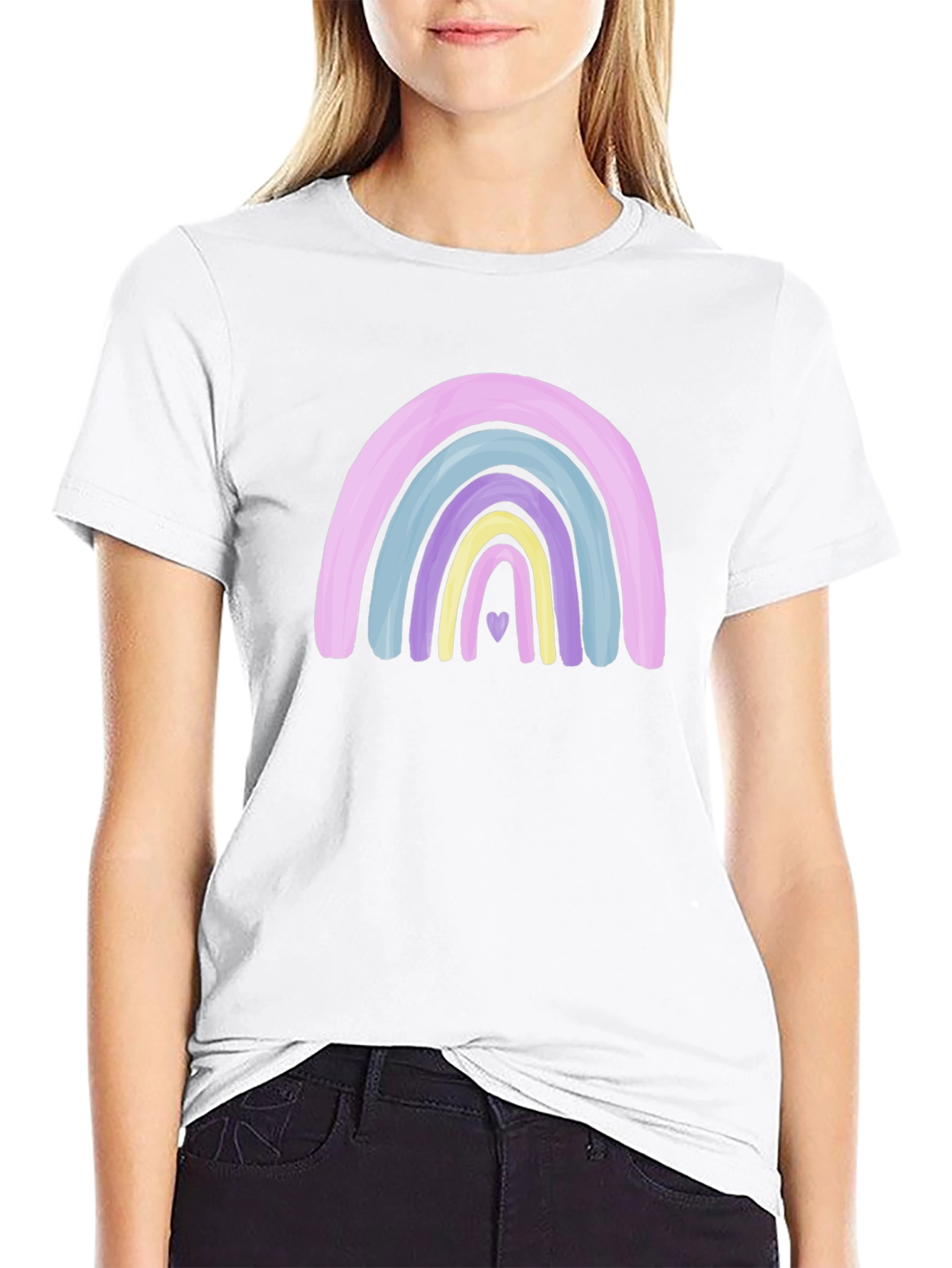 Pastel Rainbow Heart Graphic Tee - Unisex