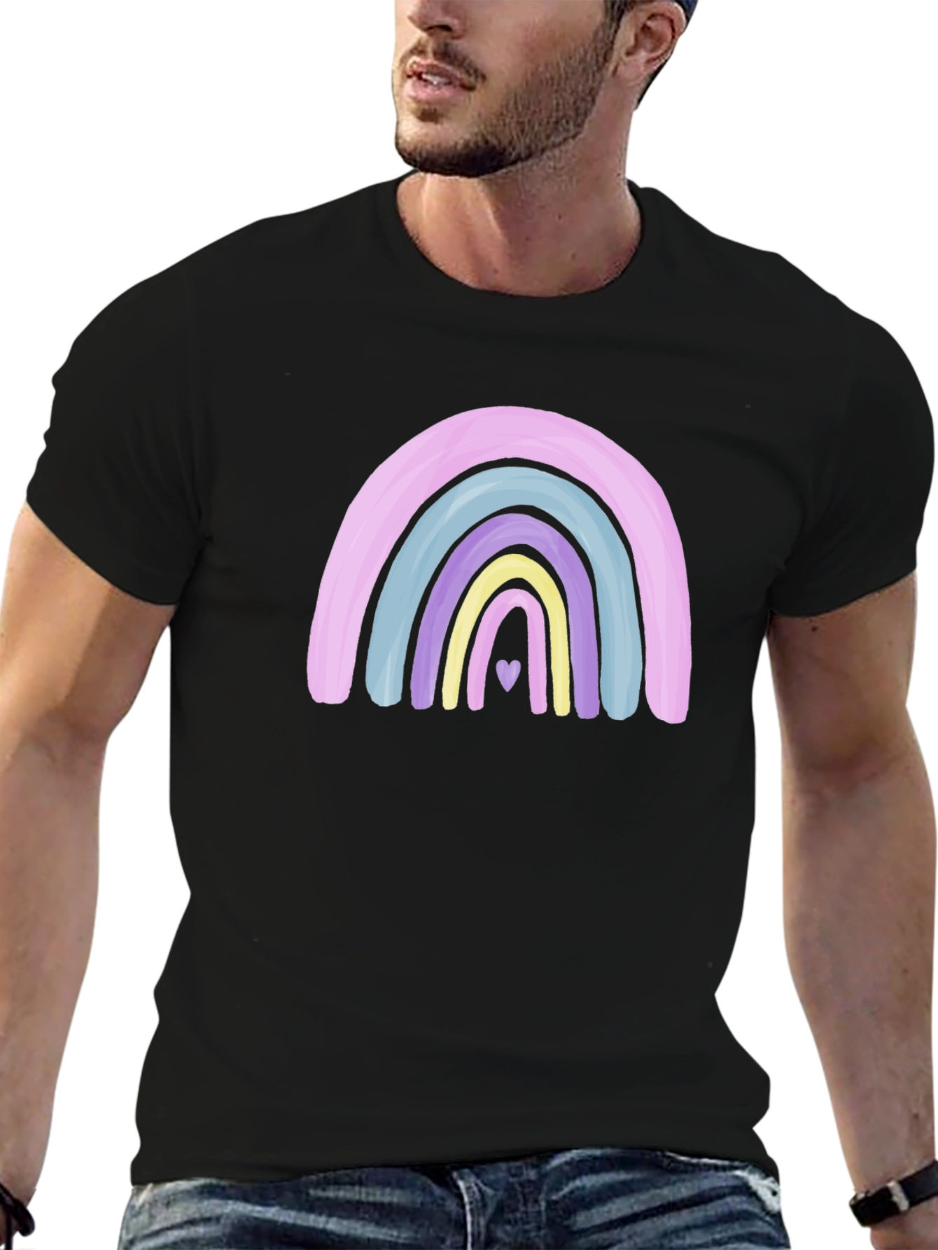 Pastel Rainbow Heart Graphic Tee - Unisex