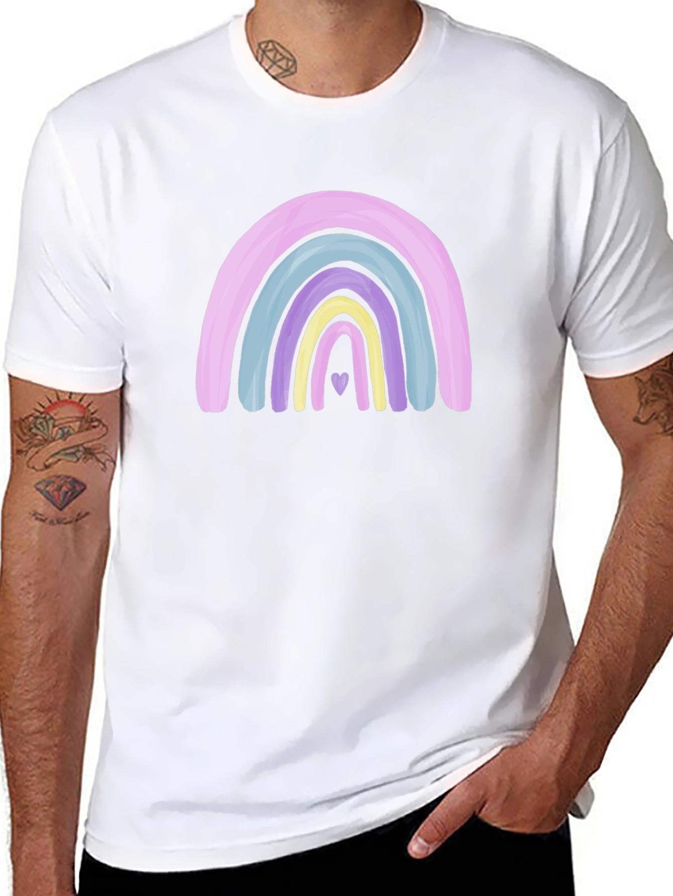 Pastel Rainbow Heart Graphic Tee - Unisex