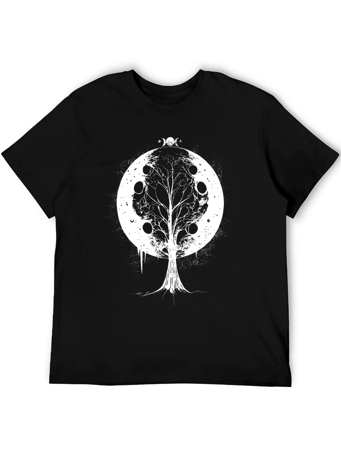 Moon Phase Tree Black T-Shirt