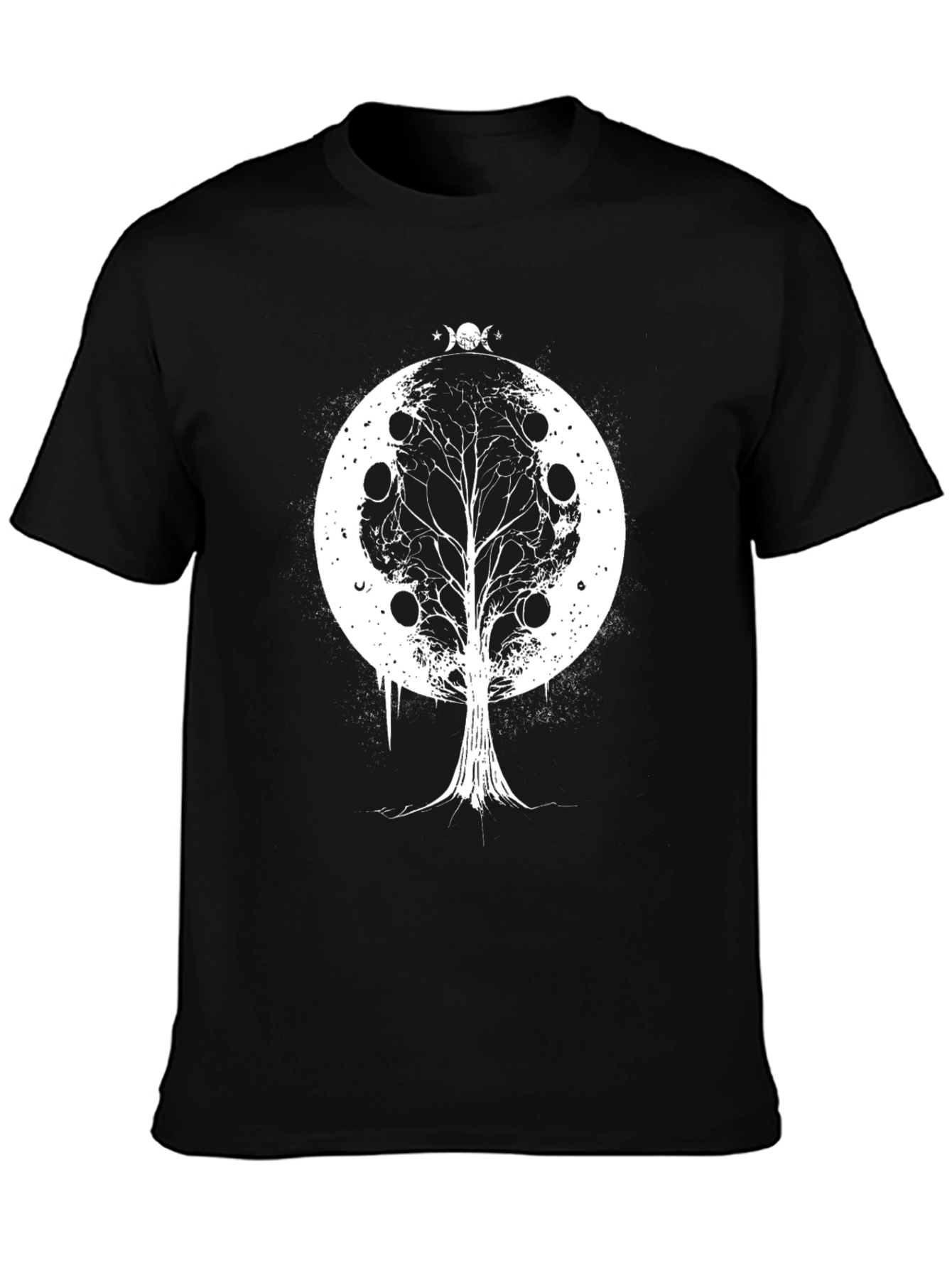 Moon Phase Tree Black T-Shirt