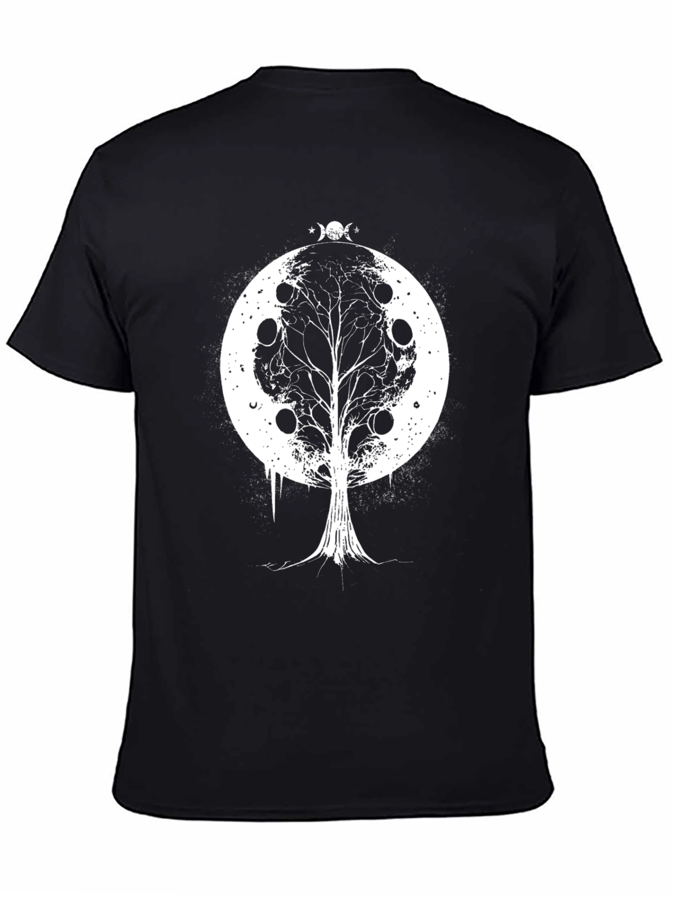 Moon Phase Tree Black T-Shirt