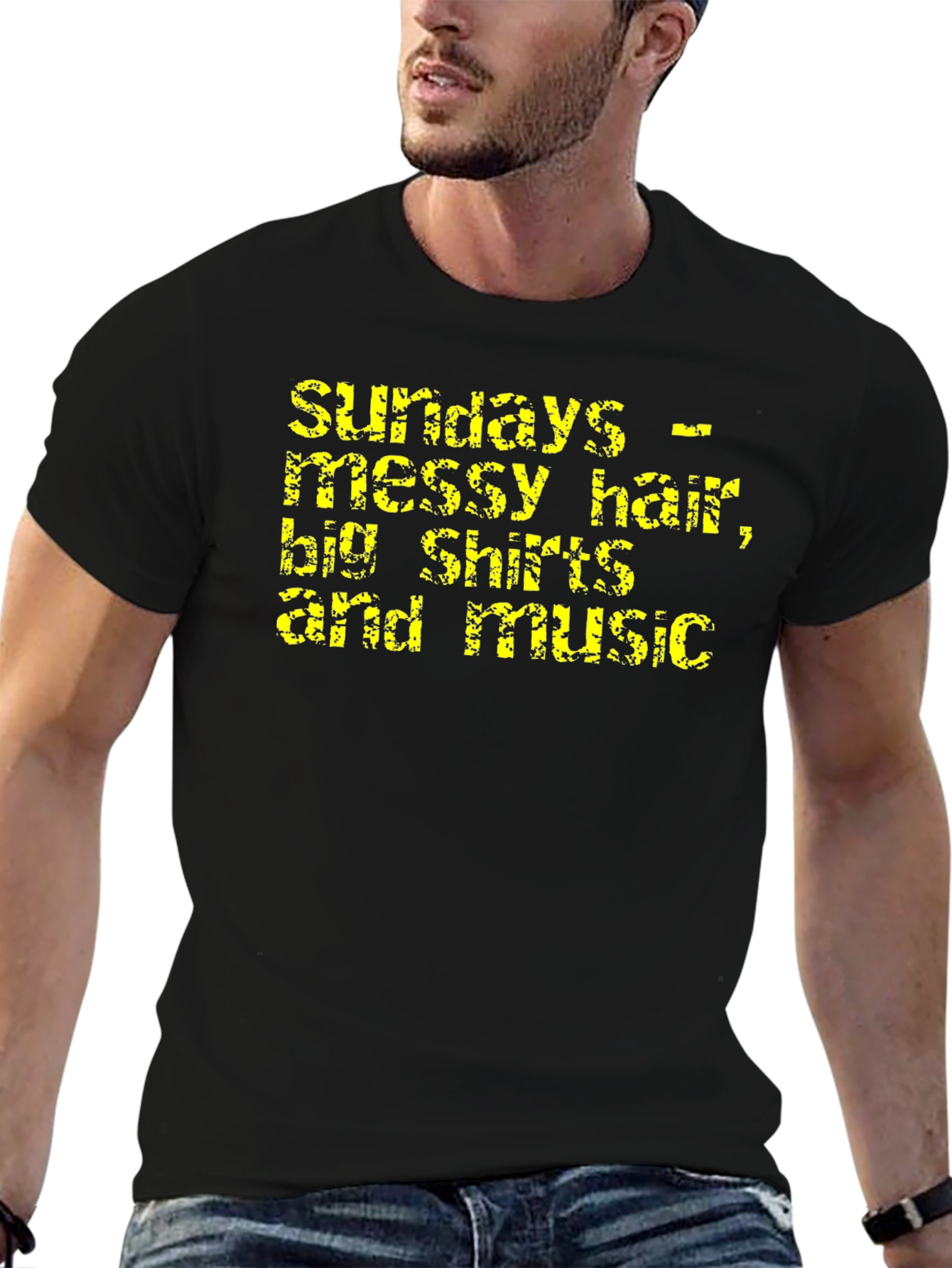 Sundays - Messy Hair Big Shirts & Music T-Shirt