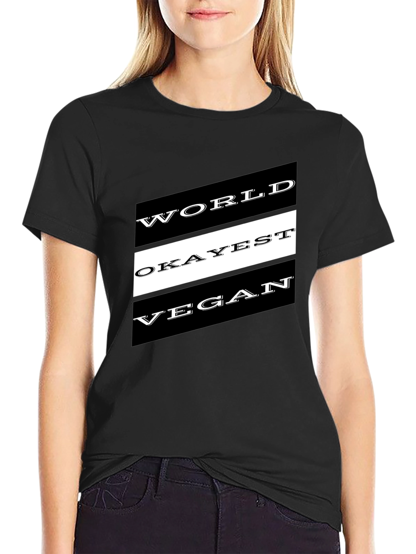 World Okayest Vegan T-Shirt - Black Novelty Tee