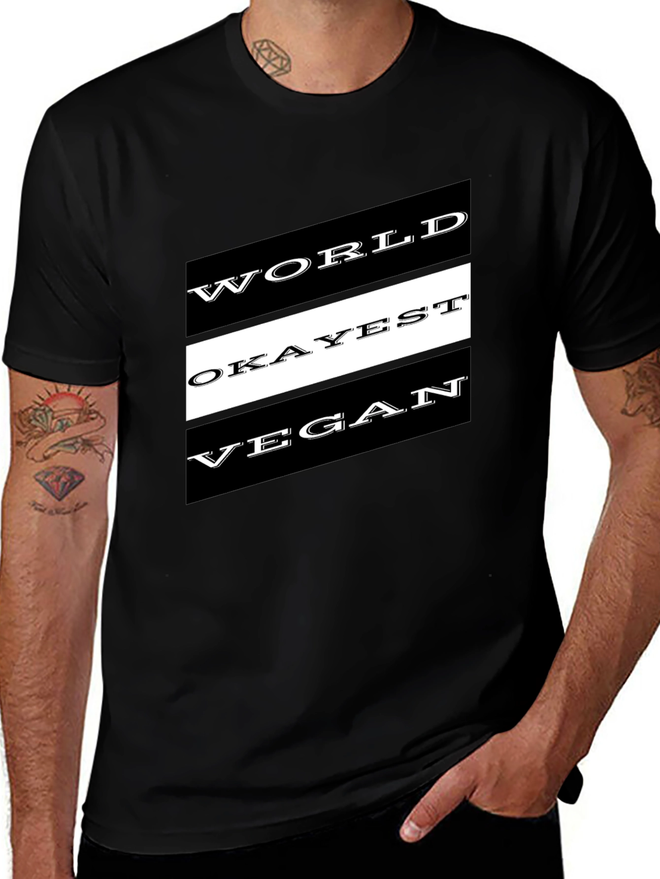 World Okayest Vegan T-Shirt - Black Novelty Tee