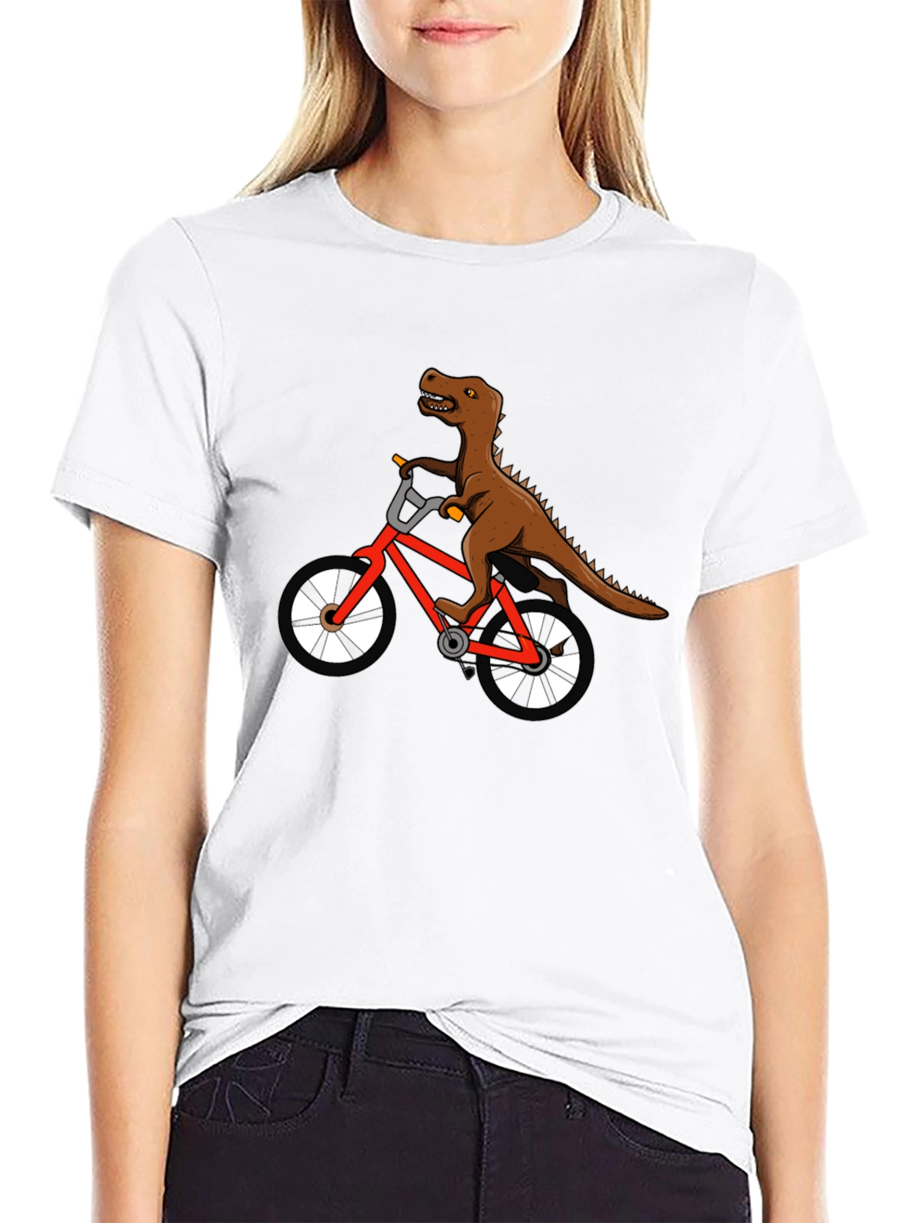 Dino Biker T-Shirt - Black Cotton Graphic Tee