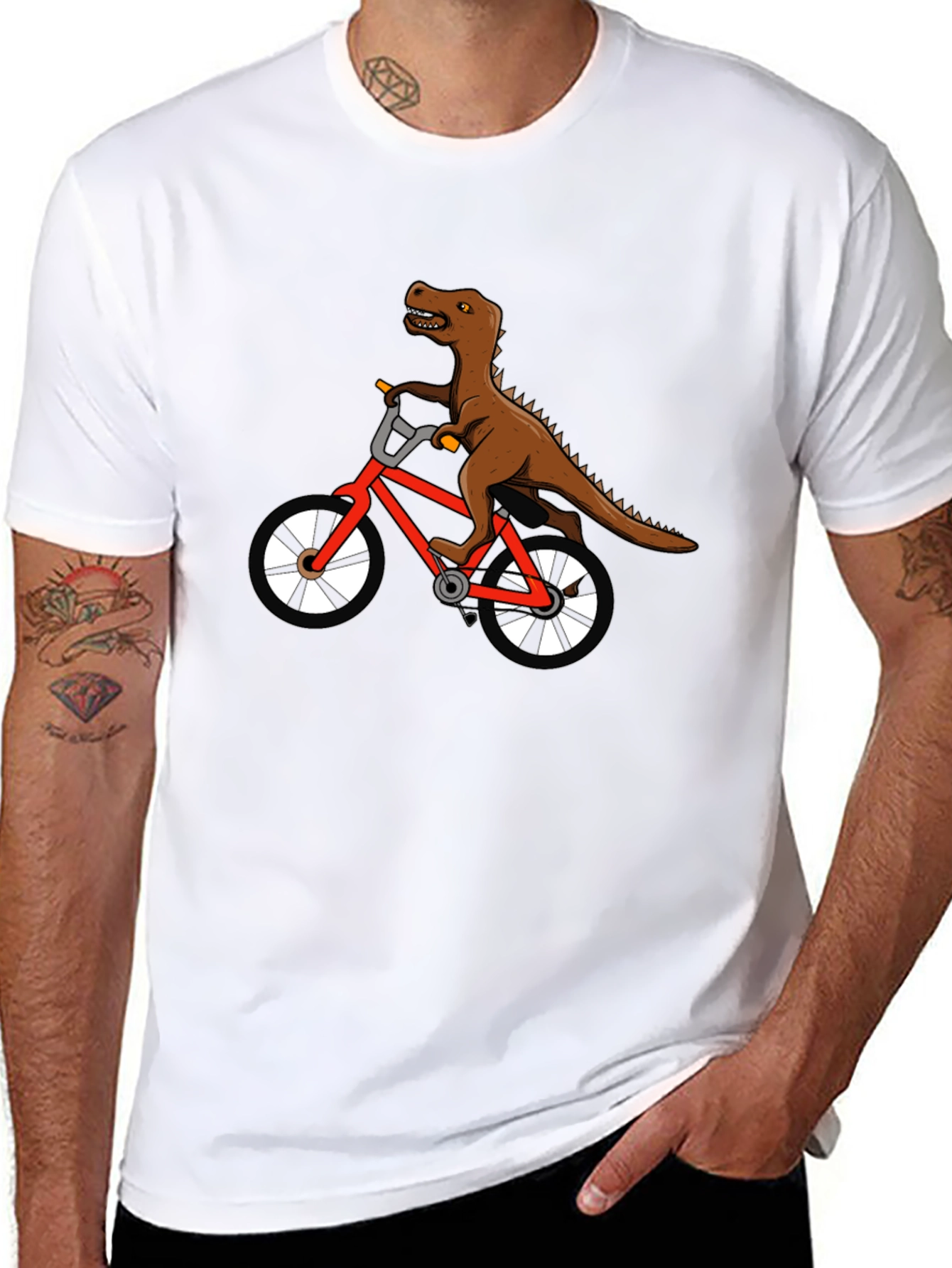 Dino Biker T-Shirt - Black Cotton Graphic Tee