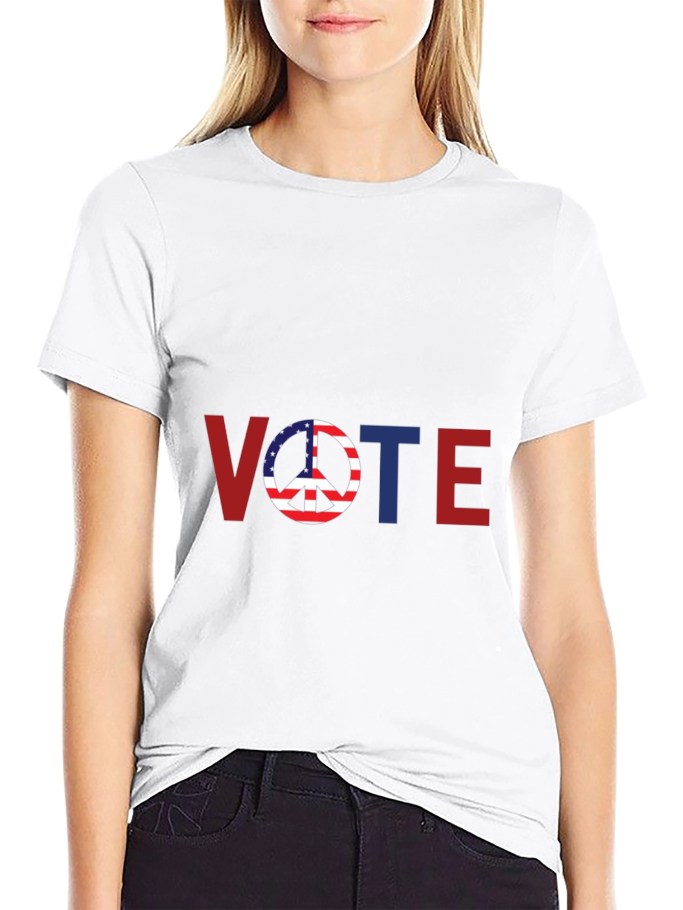 Vote Peace Sign USA Flag Graphic T-Shirt
