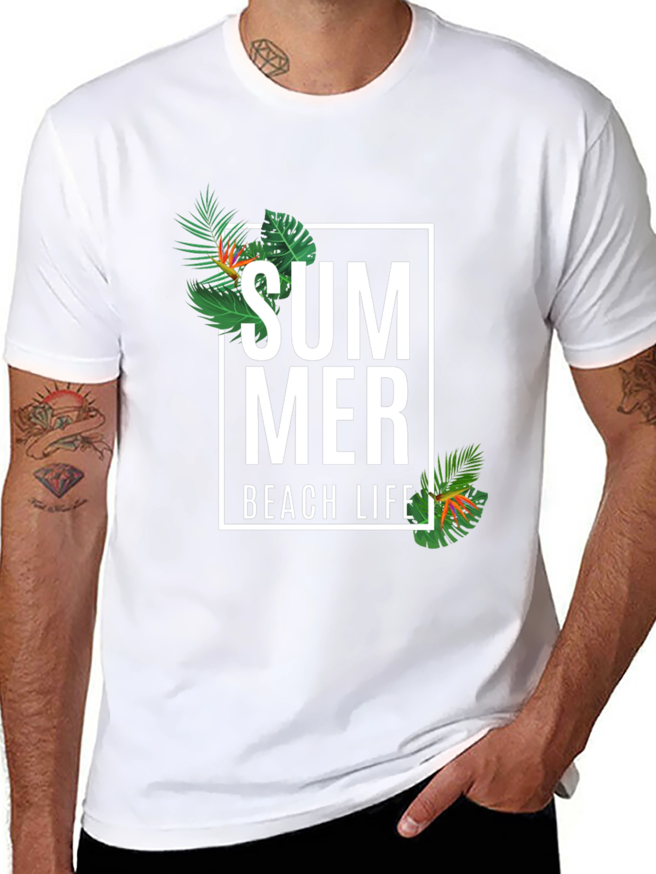 Summer Beach Life Graphic Tee - Black Casual T-Shirt
