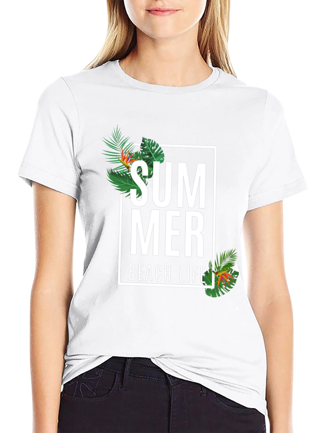 Summer Beach Life Graphic Tee - Black Casual T-Shirt