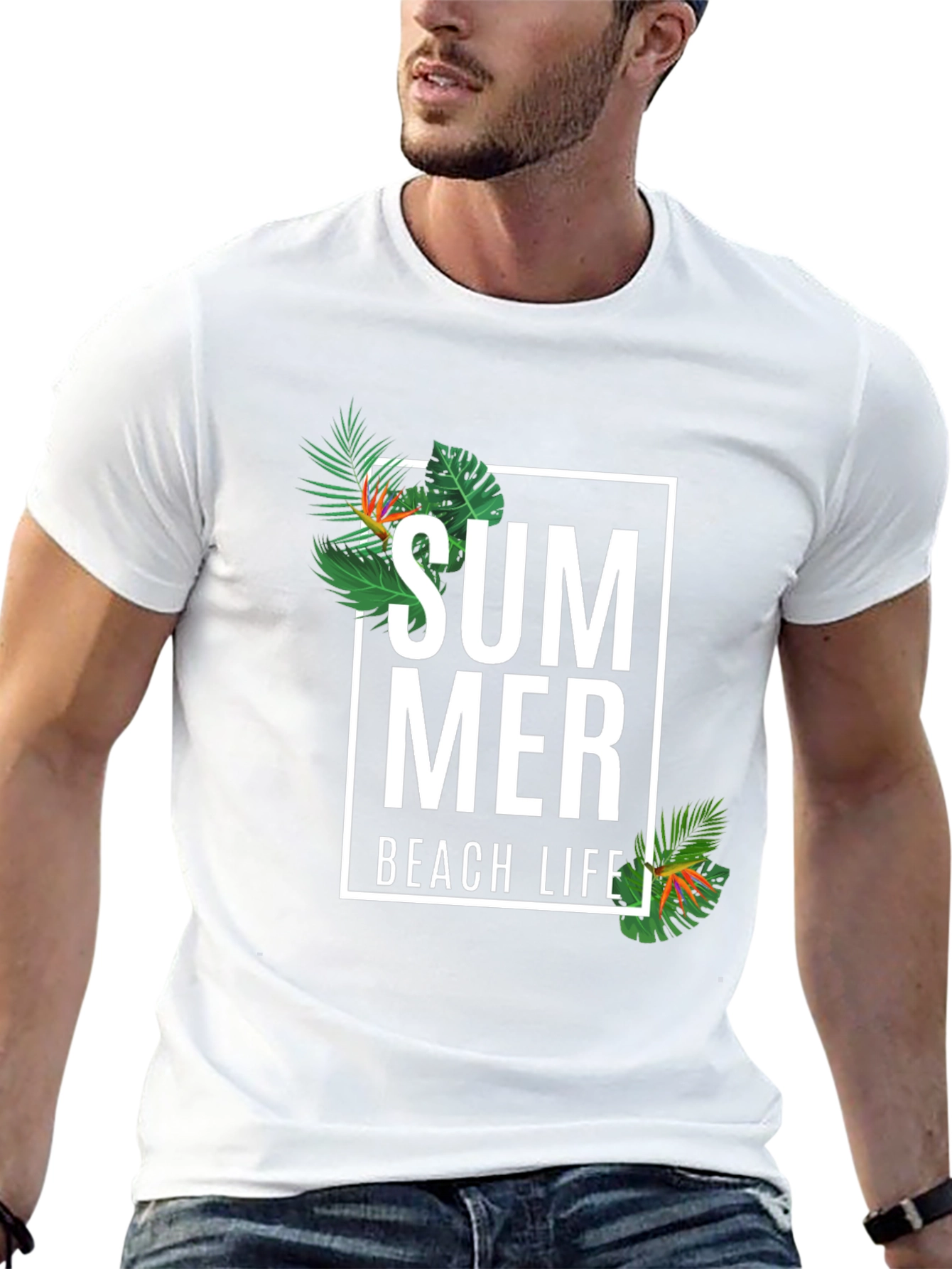 Summer Beach Life Graphic Tee - Black Casual T-Shirt