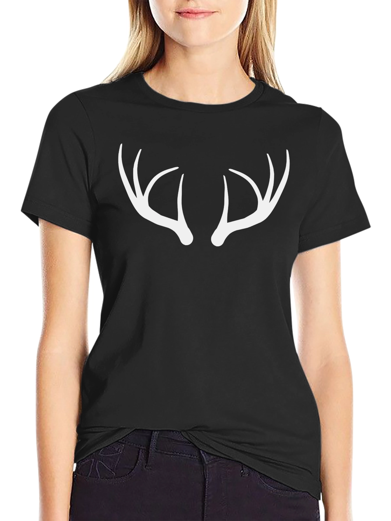 Antler Graphic Tee - Black Cotton Blend Casual Wear