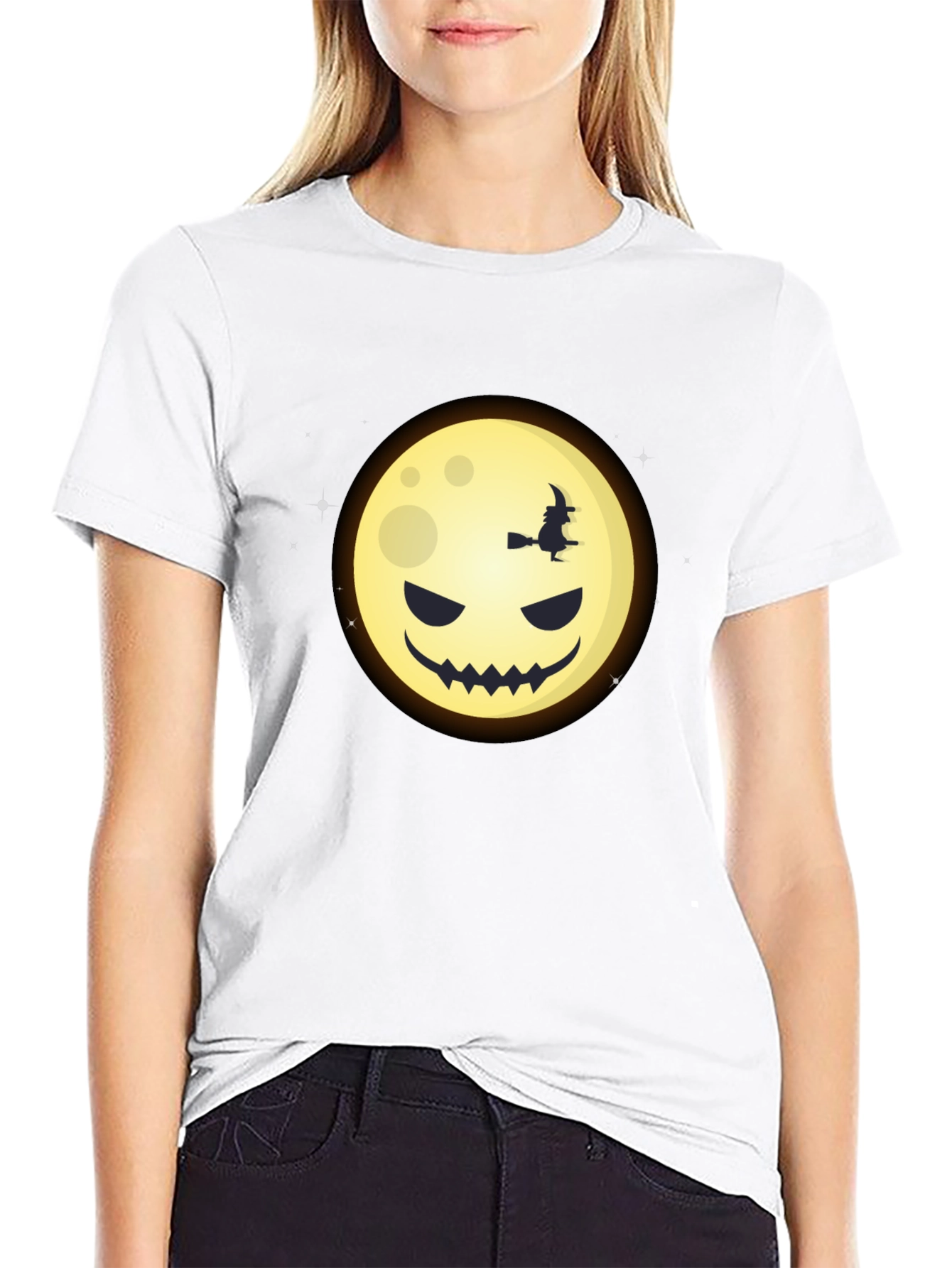 Halloween Moon Witch Graphic Tee