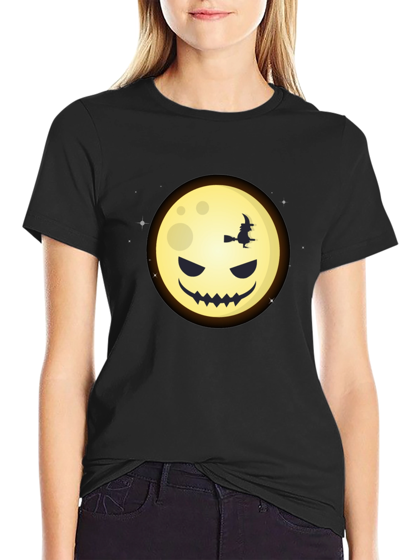 Halloween Moon Witch Graphic Tee