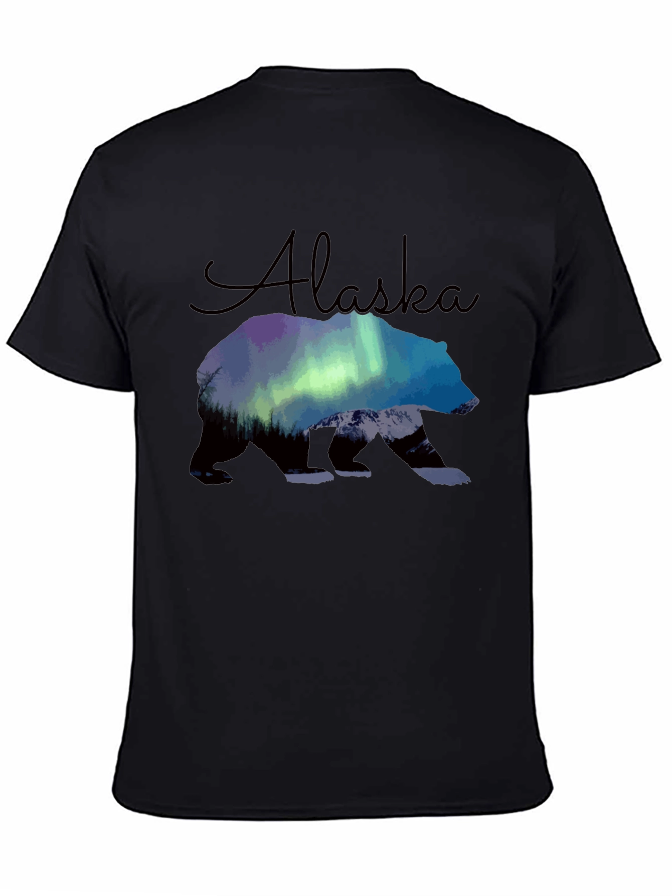 Alaska Bear Northern Lights Graphic T-Shirt