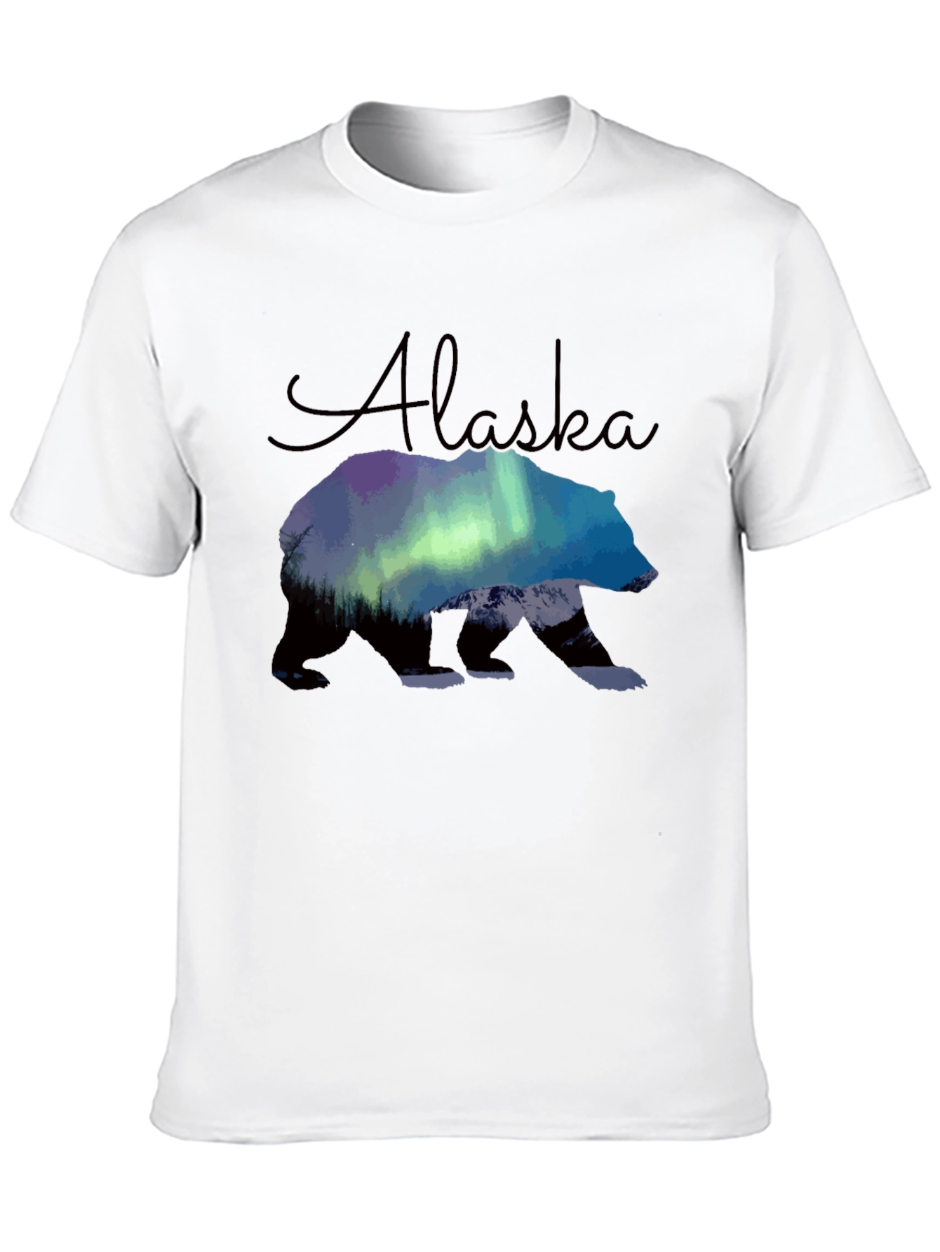 Alaska Bear Northern Lights Graphic T-Shirt
