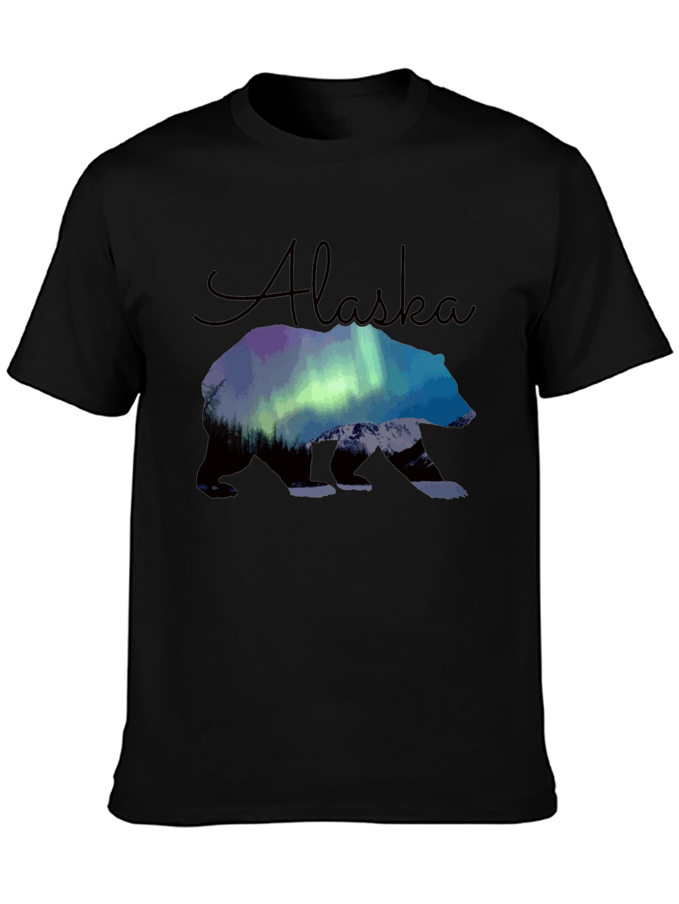 Alaska Bear Northern Lights Graphic T-Shirt