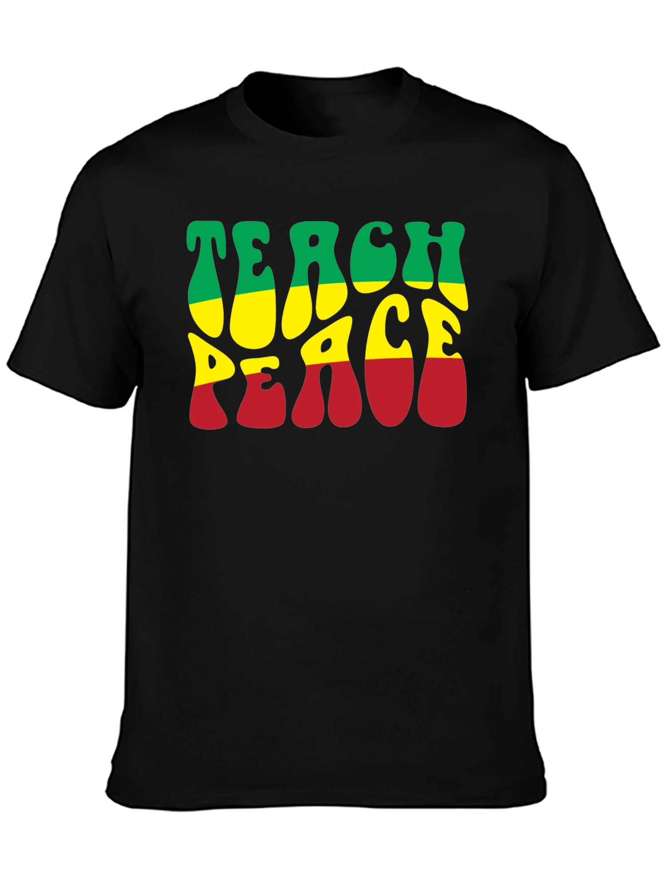 Teach Peace Rasta T-Shirt - Black Graphic Tee