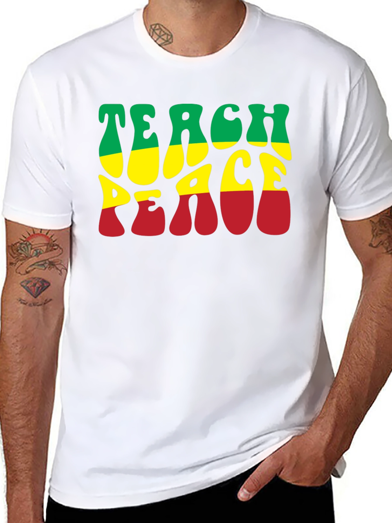 Teach Peace Rasta T-Shirt - Black Graphic Tee
